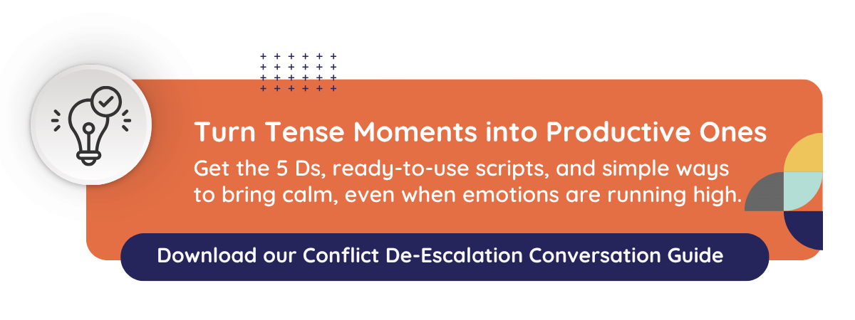 Graphic that speaks to CultureAlly free resource: Conflict De-Escalation Guide