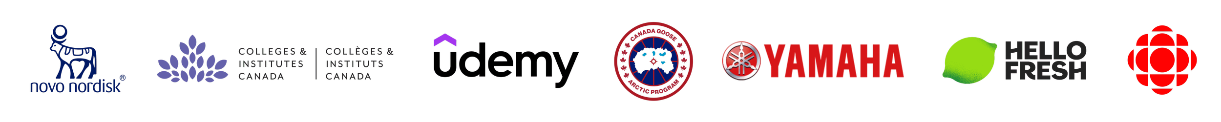 CultureAlly client organizations including Yamaha, Hello Fresh, Novo Nordisk, and Udemy — workplace culture training served across industries globally.