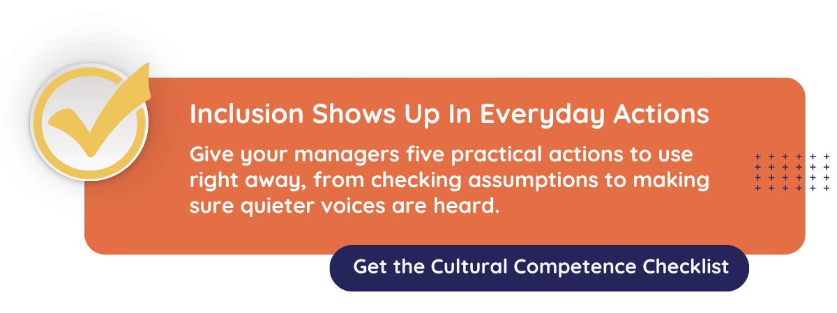 Graphic with checkmark speaks to CultureAlly corporate training