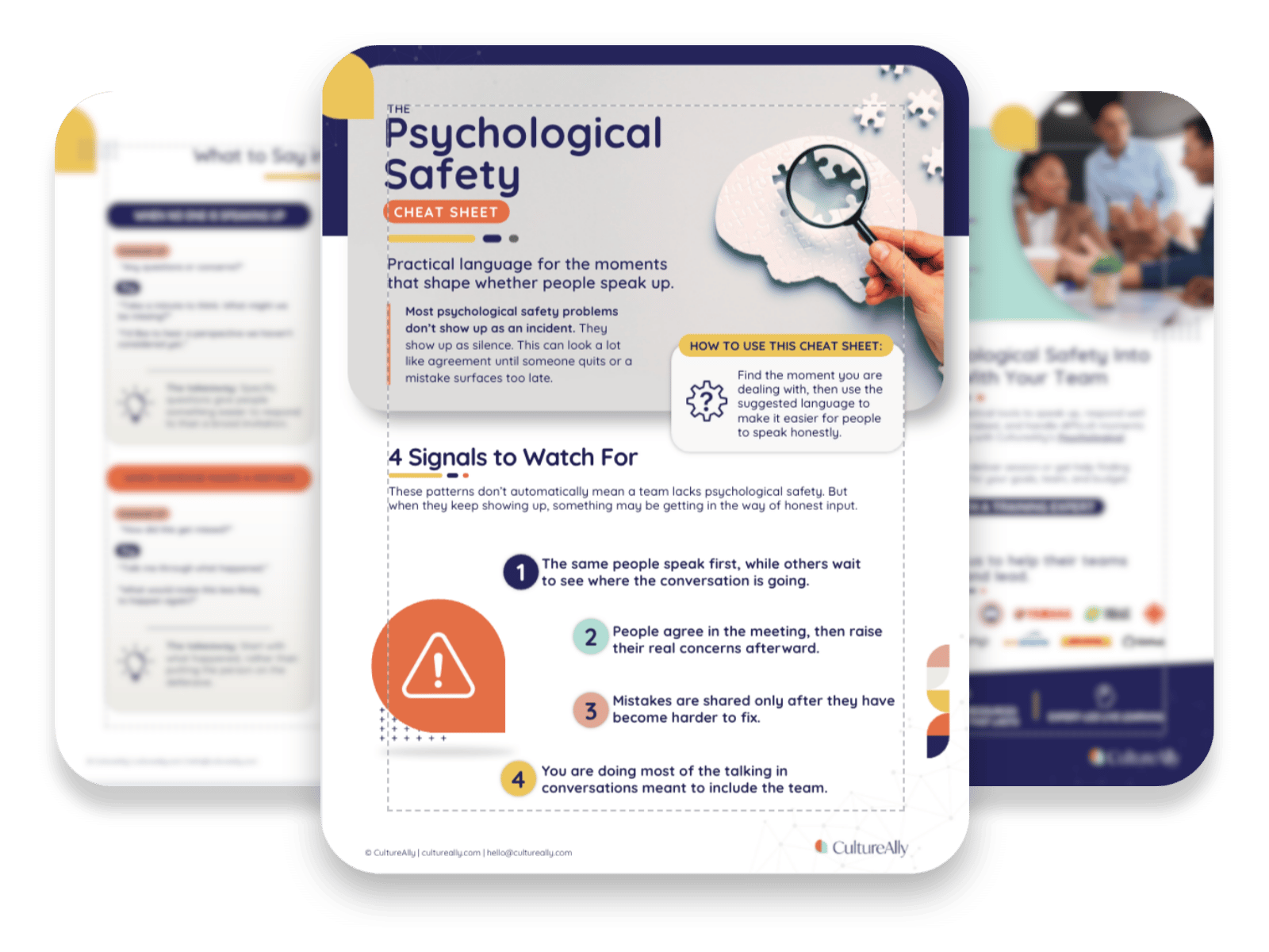 Image of the CultureAlly Psychological Safety Cheat Sheet