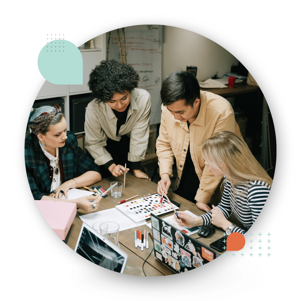 Team working together at a conference table