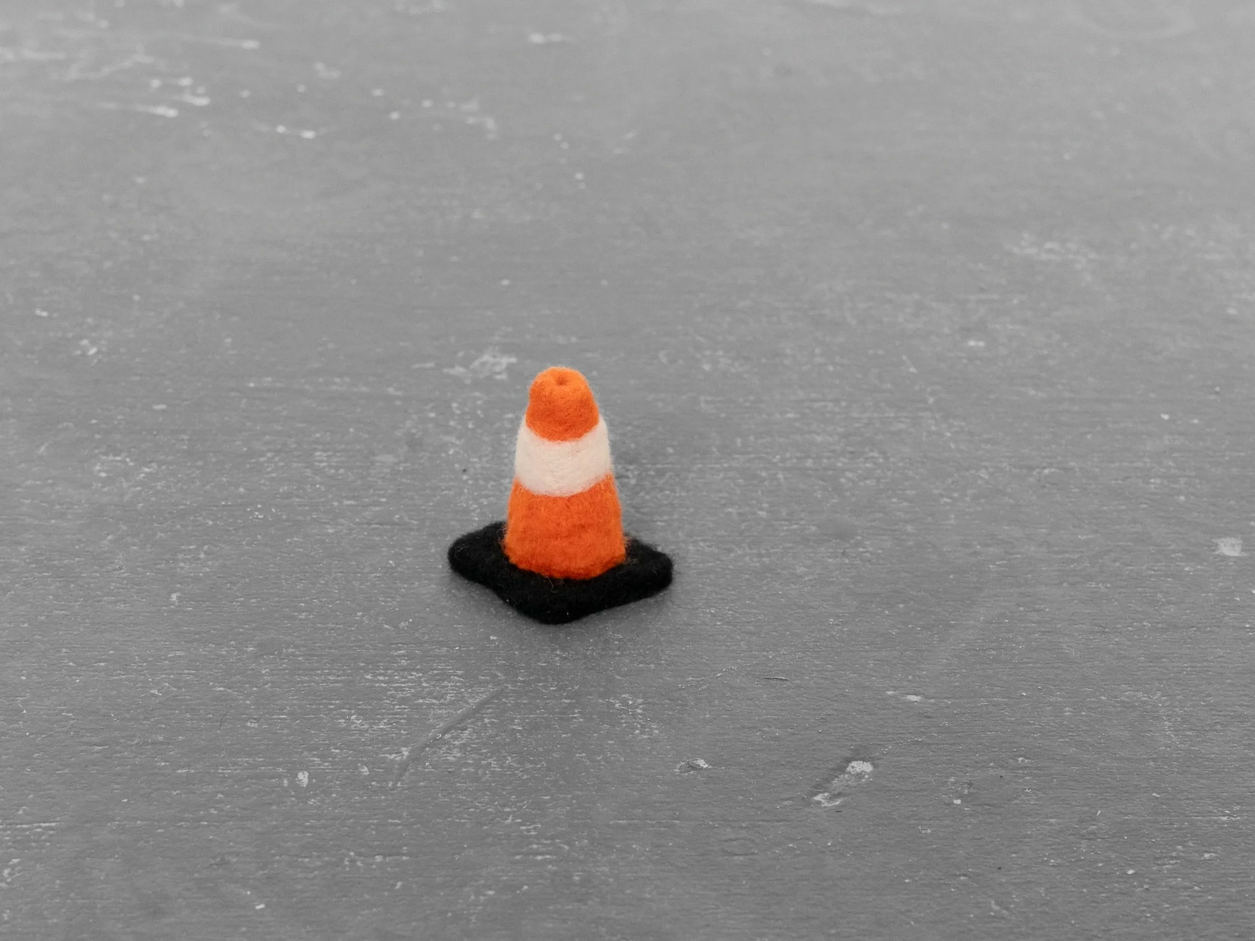 Traffic Cone
 wool
 2” x 2” x 3”
