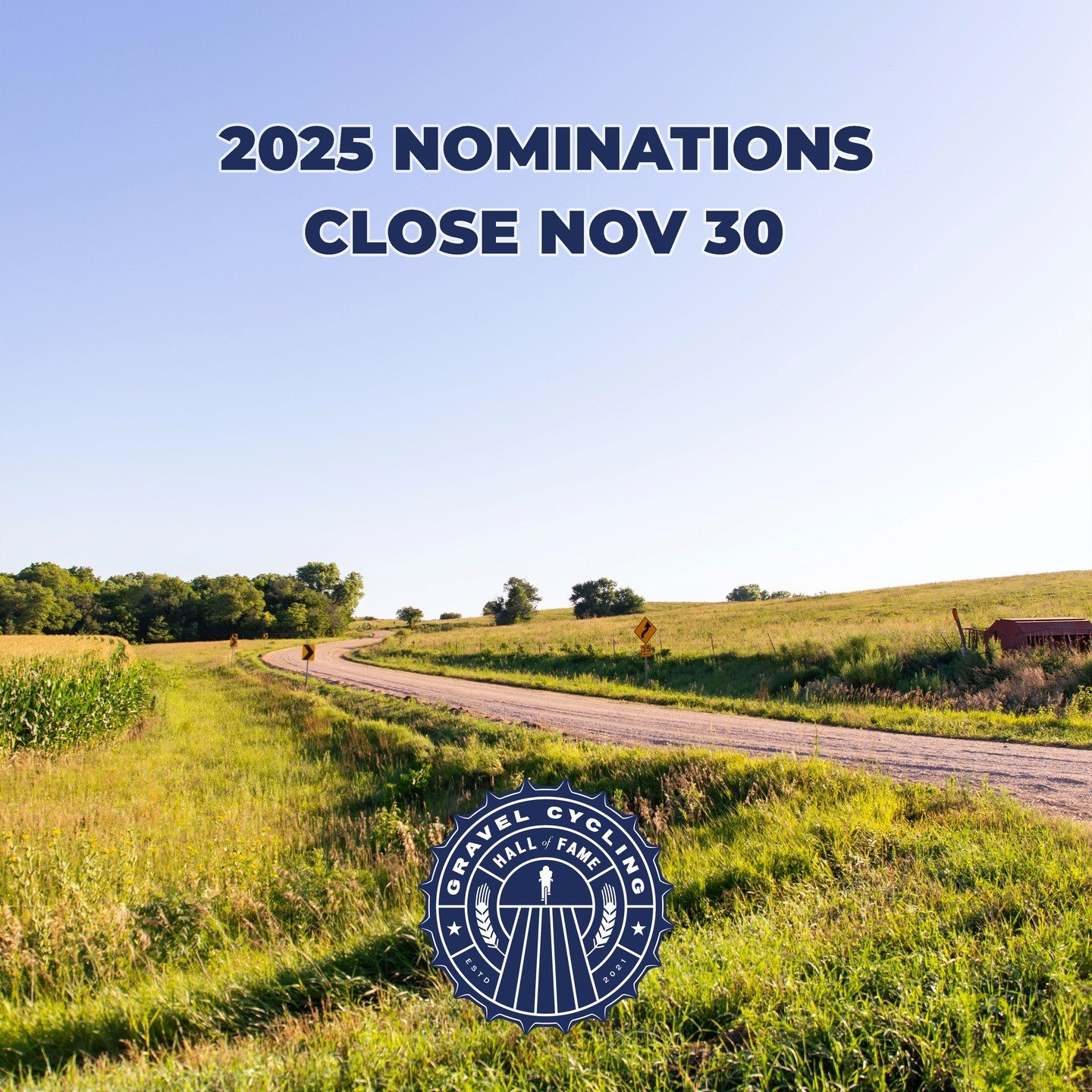 Nominations close in just over a week! Be sure to get your well written nominations submitted before Nov 30!⁠
⁠
Submit your nomination at www.GravelCyclingHOF.com between NOV1 and NOV30.