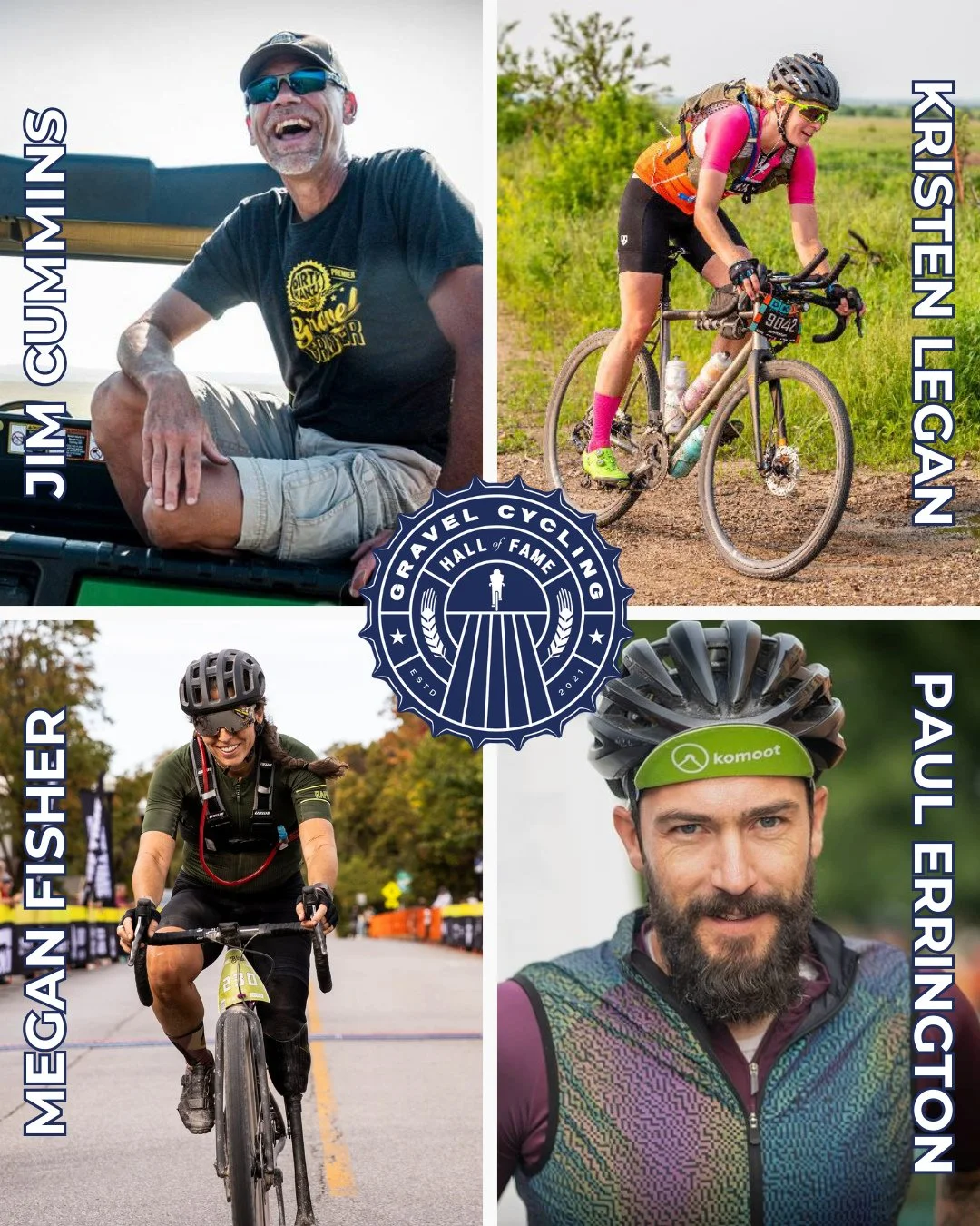 WELCOME CLASS OF 2026!!! The Gravel Cycling Hall of Fame is excited to announce the next inductees into the hall!⁠
-⁠
Jim Cummins: Promoter, Innovator, Industry Leader @jim.cummins.5⁠
Kristen Legan: Athlete, Storyteller, Industry Leader, Innovator @k