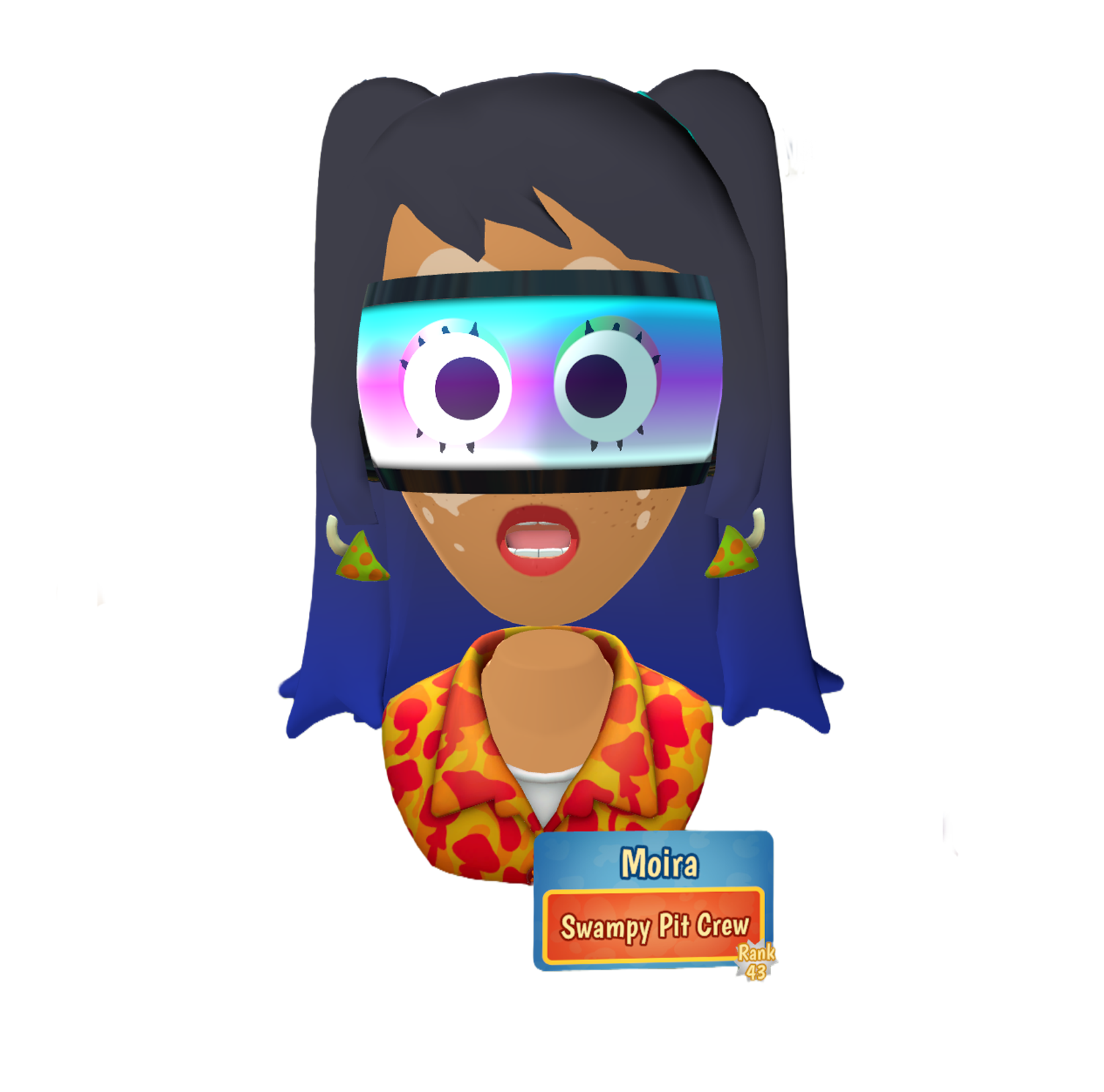 A VR avatar girl with a virtual reality headset, engaged in an immersive experience, showcasing her enthusiasm and curiosity.