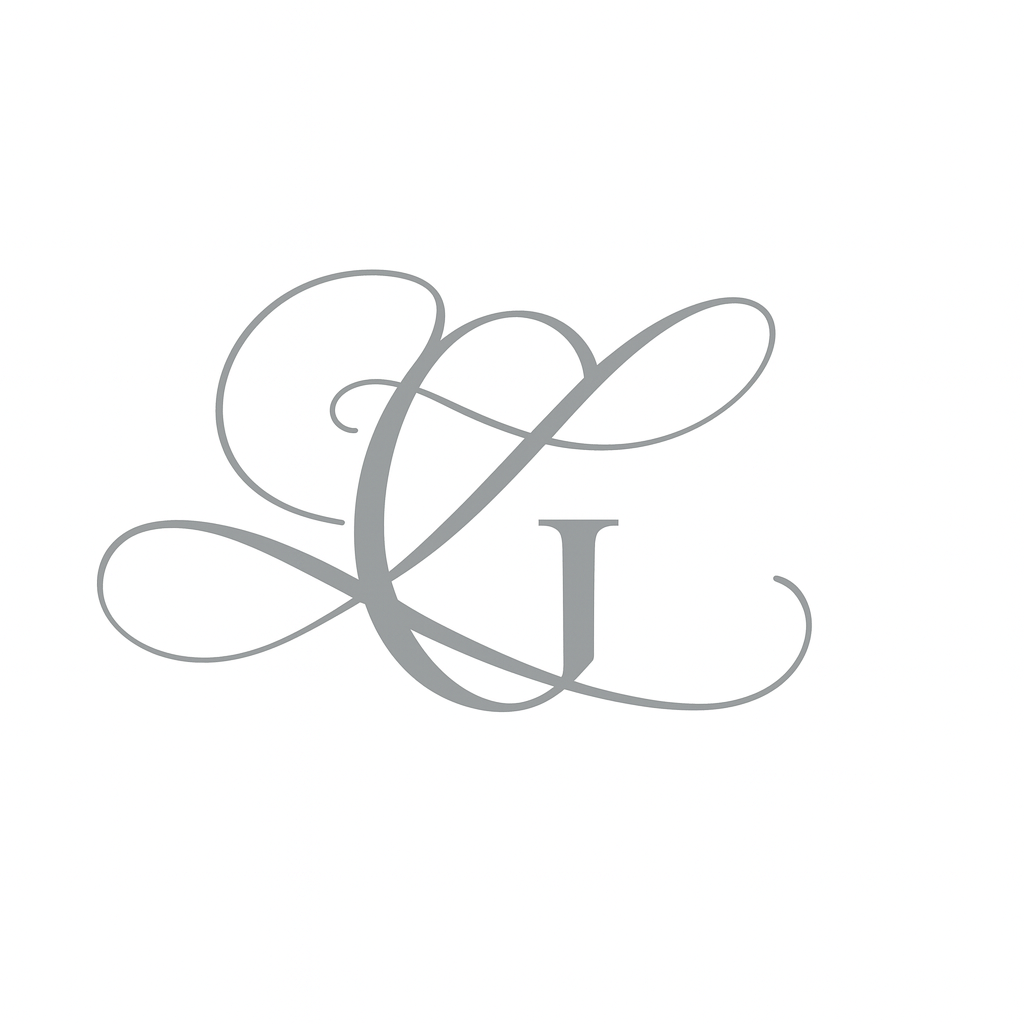 Elegant gray monogram with the letters C and L intertwined on a white background.