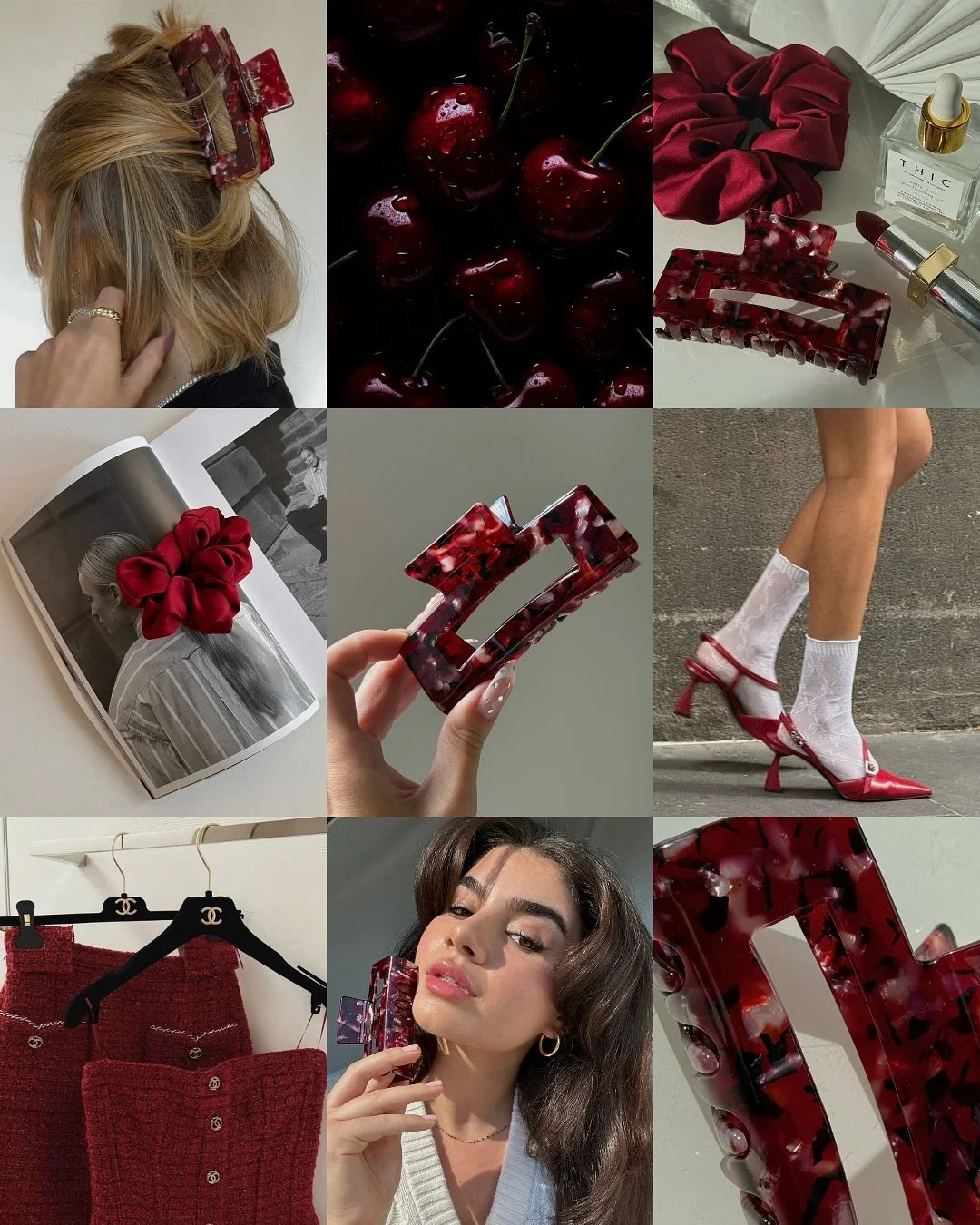 Do we bring back cherry for fall? You decide 👀🍒 
.
.
.
.
#fallstyle #clawclip #clawcliphairstyle #hairstyleinspo #fallaesthetic #hairinspo