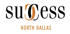 Logo for Success North Dallas with the word 'success' in black and orange, with the 'O' stylized as an orange-colored infinity symbol.
