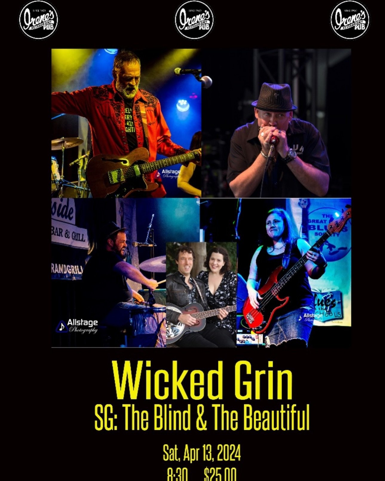 Wicked Grin with Special Guests The Blind &amp; the Beautiful at Irene&rsquo;s Saturday night! Tickets in the link in bio. #livemusic #ottawamusic #ottmusic #ottawamusicscene #blues #irenespub