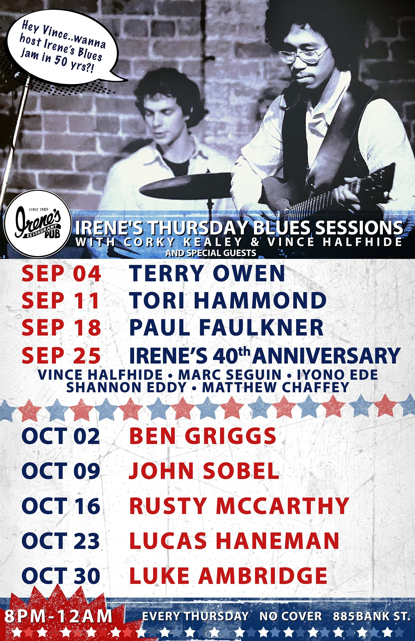 Irene's Thursday Blues Sessions 40th Anniversary Party with Guest Hosts Vince Halfhide, Iyono Ede, Shannon Eddy, Marc Seguin & Matthew Chaffey