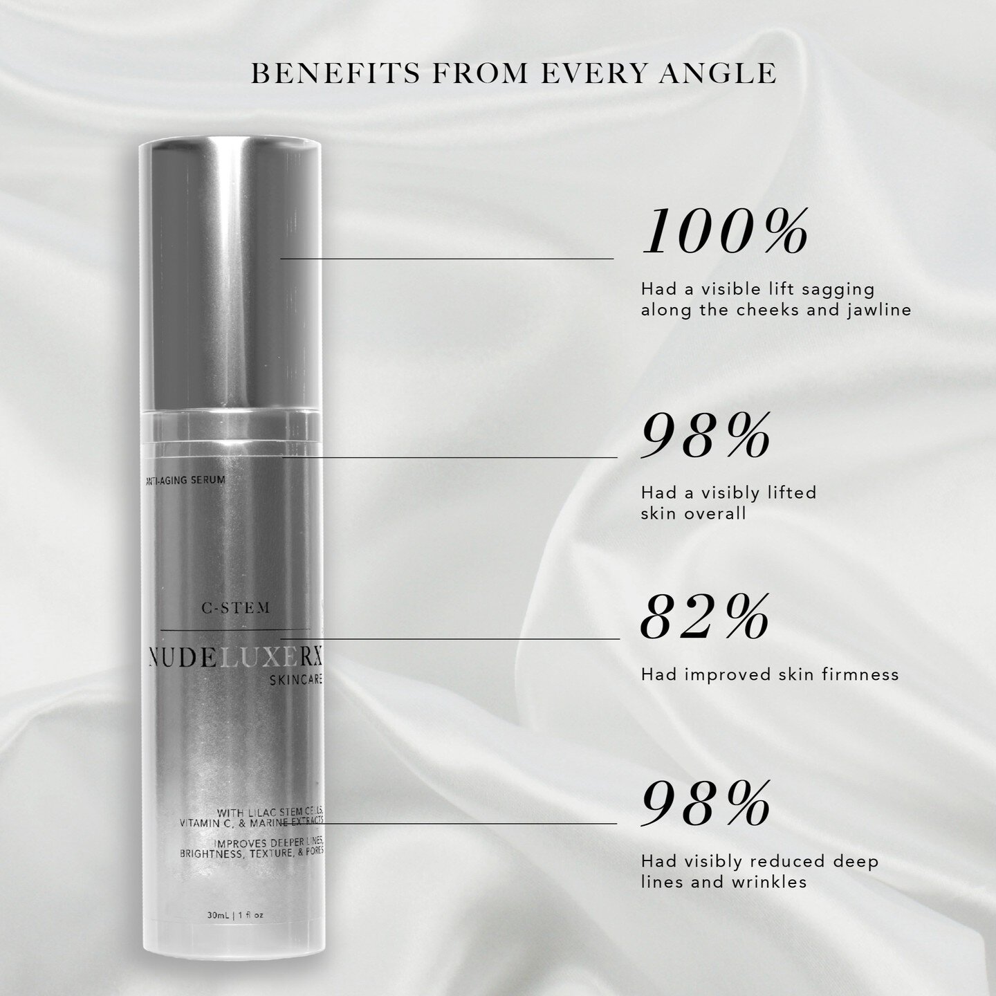 So many reasons to 🤍 our C-Stem
Serum!
◽ Dramatically brightens texture 
◽ Visibly reduces deep lines
◽ Lilac Stem Cells
◽ Vitamin C
◽ Marine Extracts