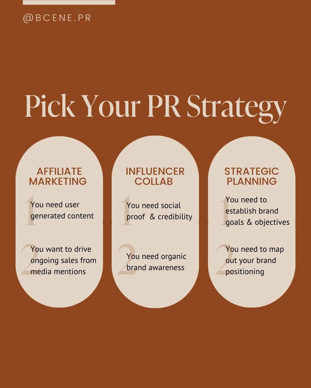 Not all PR looks the same! 🤎💚🤍

What your brand needs right now often boils down to:

+ What stage is your business is in?

+ What are your brand goals?

+ How much marketing/PR you've done up to this point.

So which PR strategy does your brand r