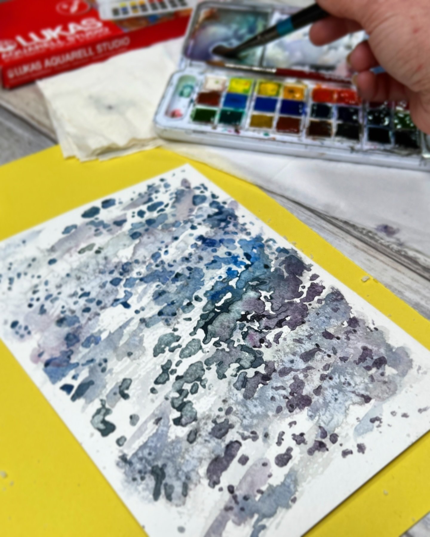 For various reasons, I haven&rsquo;t been sleeping well for weeks and it&rsquo;s catching up with me. Decided to take some time to play with abstract water-like textures on a scrap of random paper in watercolour to help me feel calm. The to-do list w