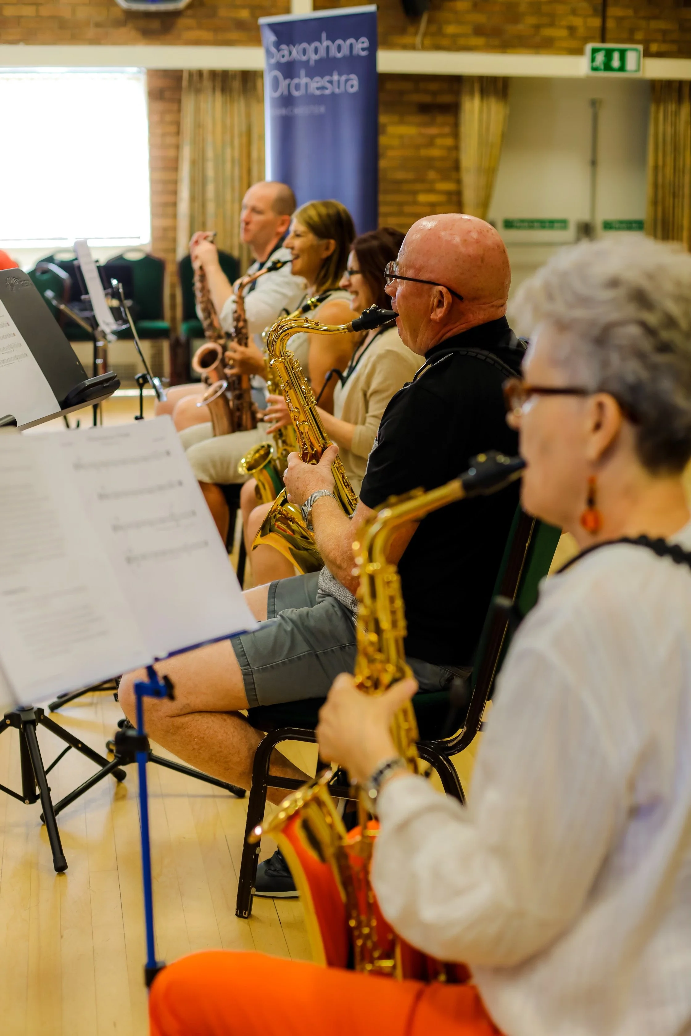 Saxophone Orchestra Manchester Beginners' Ensemble Day in Heald Green, Stockport. Workshop for sax players, music education