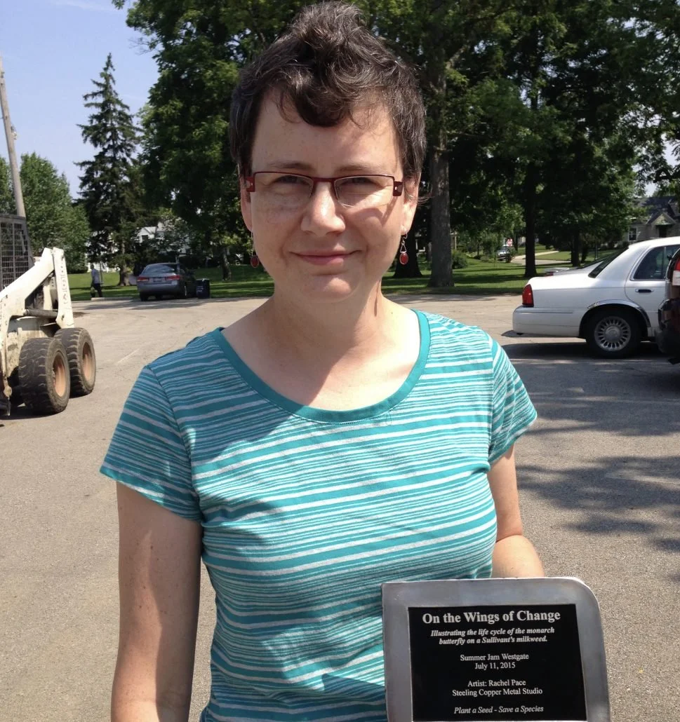 Rachel with a sigh of relief post-installation