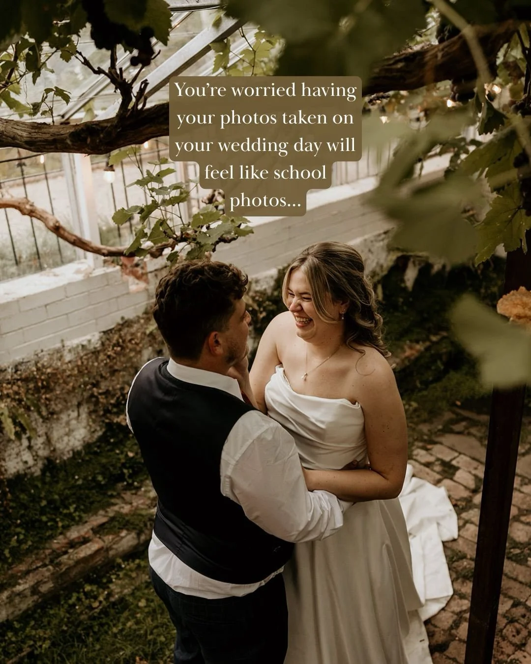 So many couples tell me they dread having their photos taken on their wedding day. They say they don&rsquo;t want it to feel like school photos and they don&rsquo;t want to be forced to stand and smile at the camera for hours on end.

I get it and I 