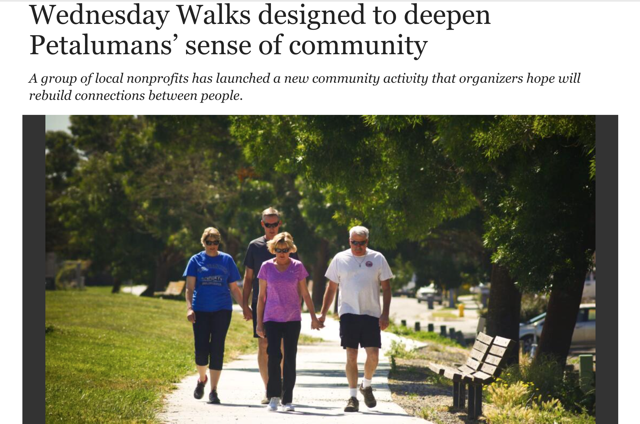 Wednesday Walks designed to deepen Petalumans’ sense of community