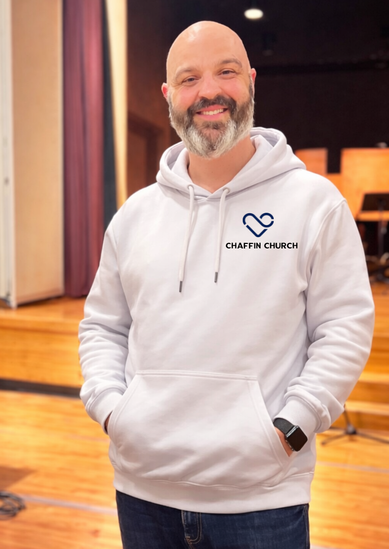 White & Navy Chaffin Sweatshirt Hoodie