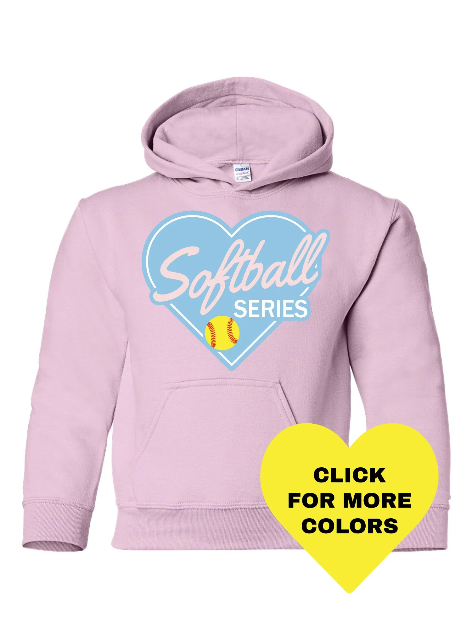 Softball Series Heart Hoodie (youth) [18500B] [PRINT]