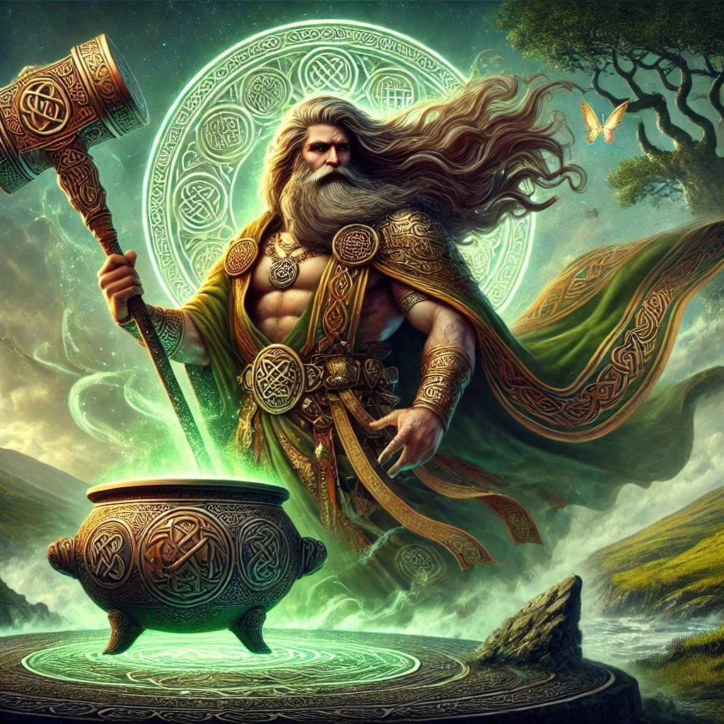 DALL·E 2024-11-24 16.09.18 - A majestic representation of The Dagda, a central figure in Irish mythology, depicted as a tall, muscular man with a long, flowing beard and hair. He .jpeg