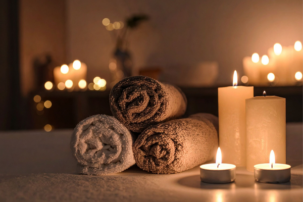 Wellness massage spa with candles