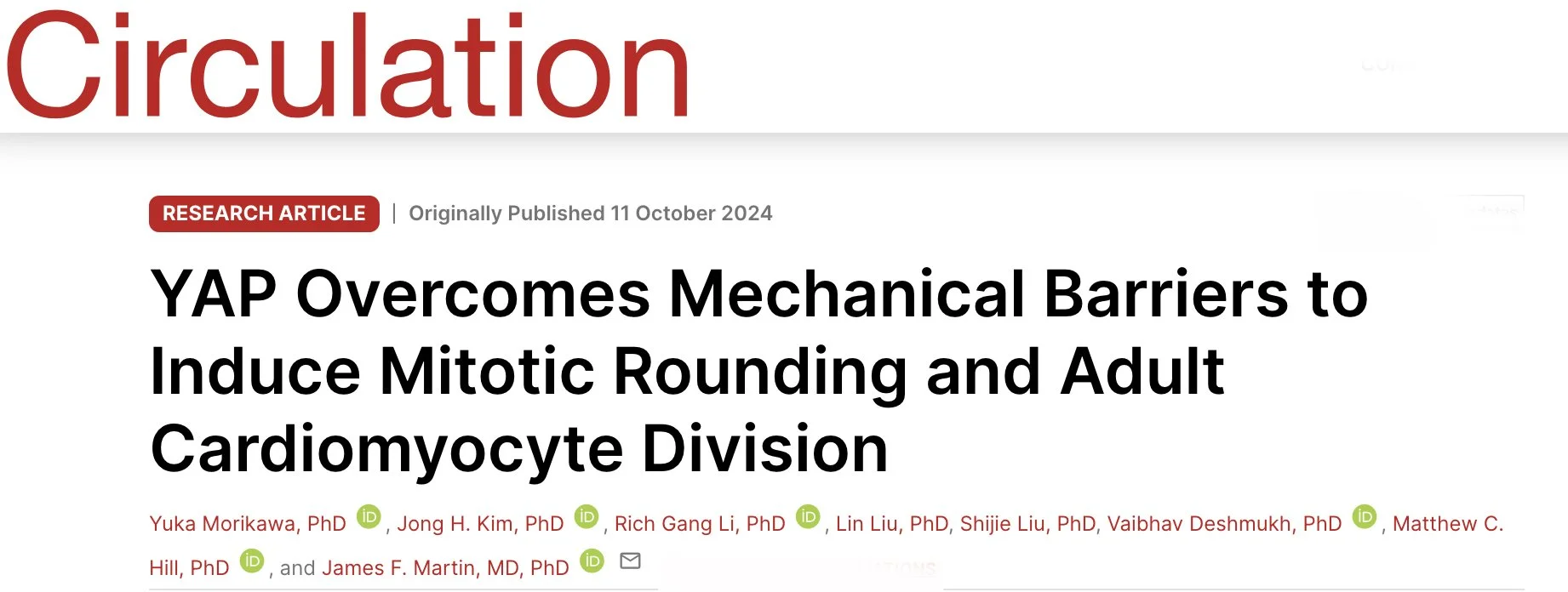 Our Latest Work Published in Circulation - Martin Heart Lab
