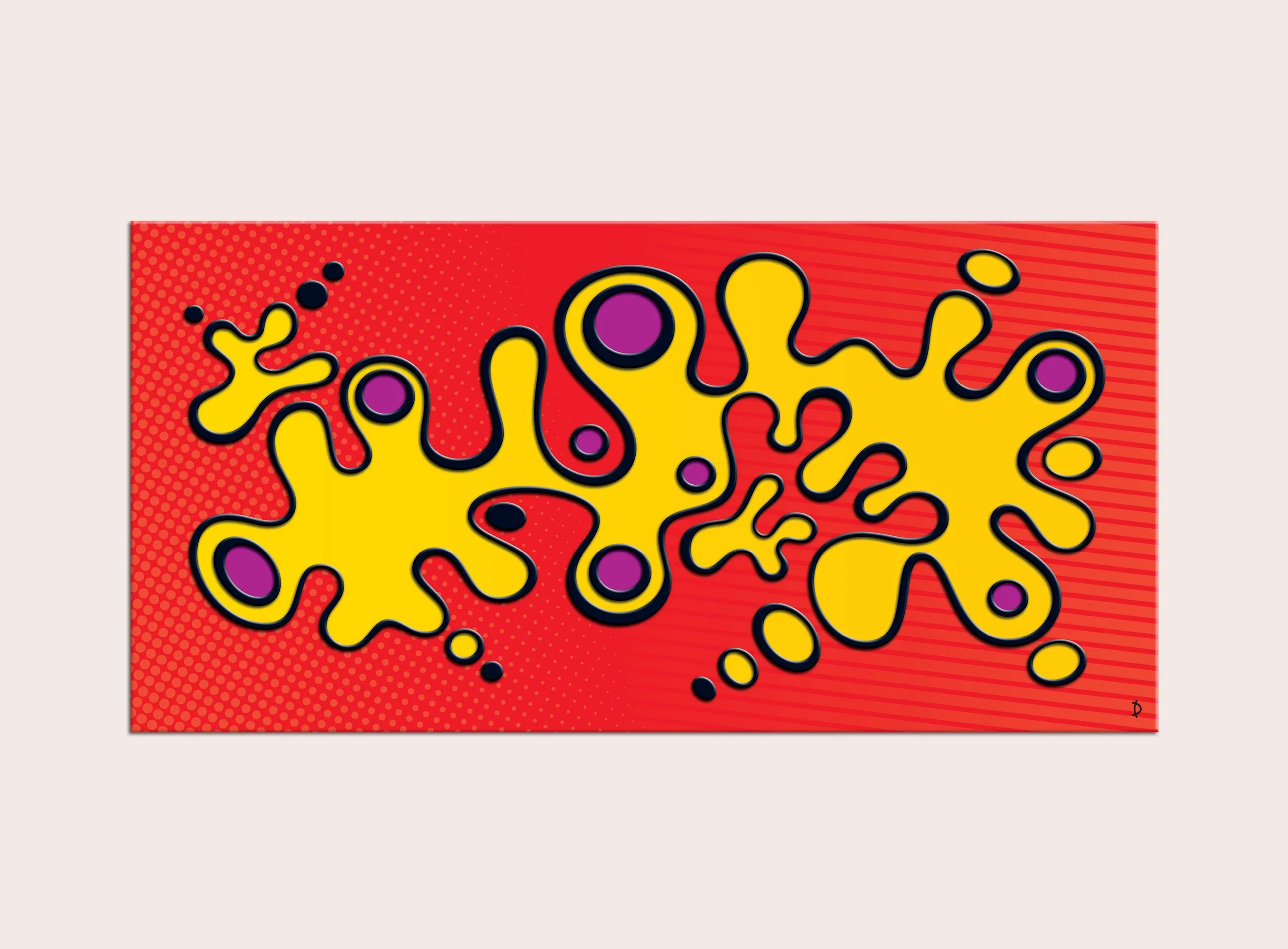 TD136 - RIPPLE NUMBER 2 - RED ON YELLOW