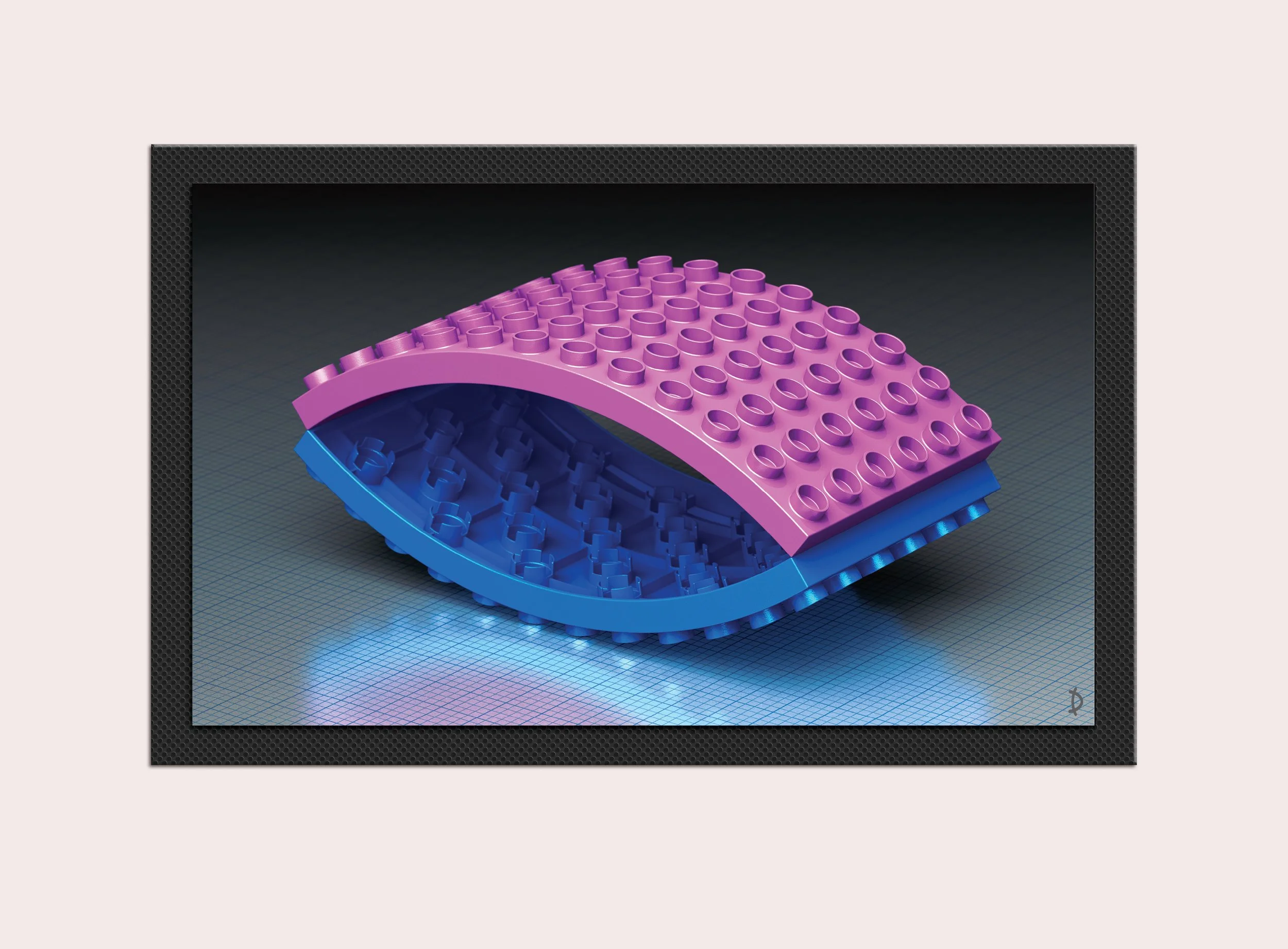 TD196 - BRIDGED BLOCK ONE - PINK OVER BLUE
