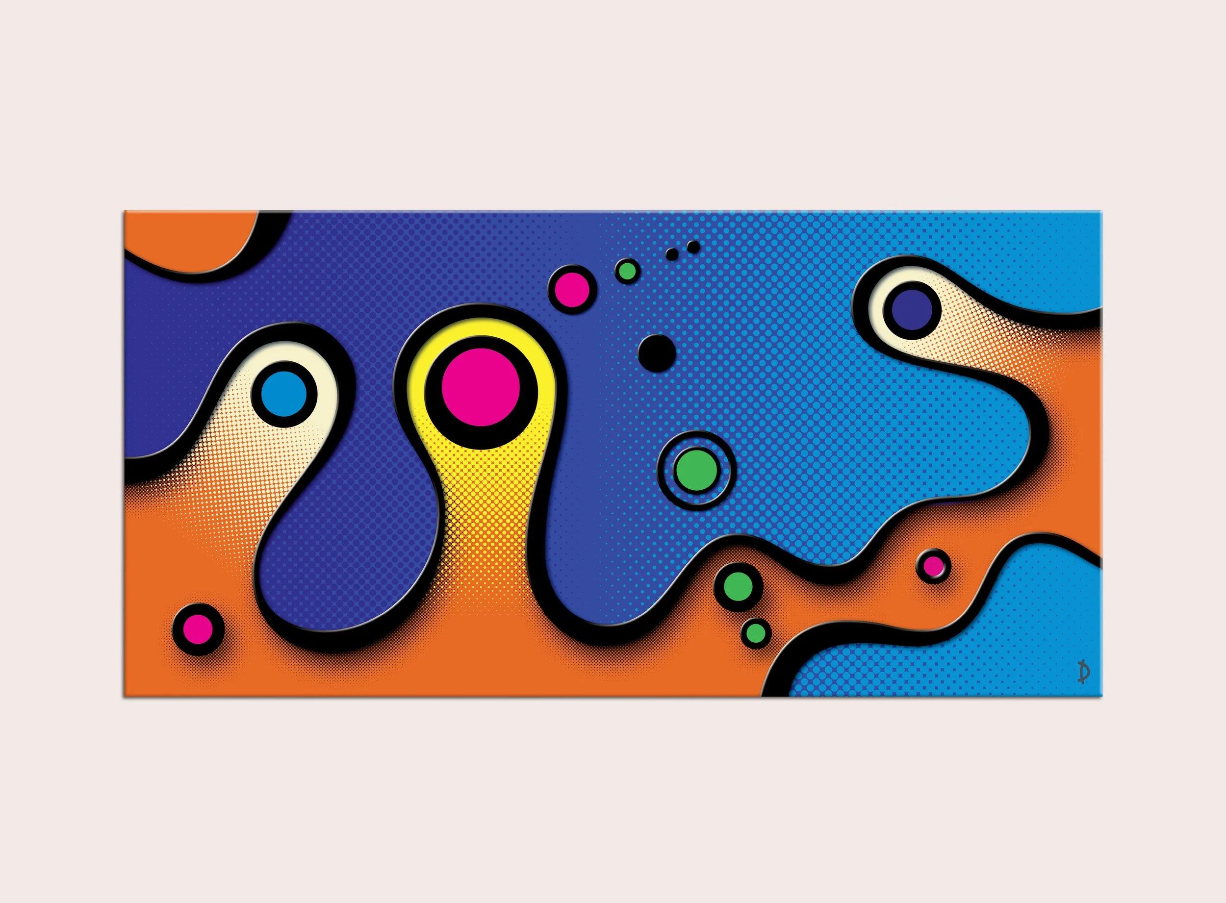 TD122 - RIPPLE NIMBER ONE - BLUE ON ORANGE
