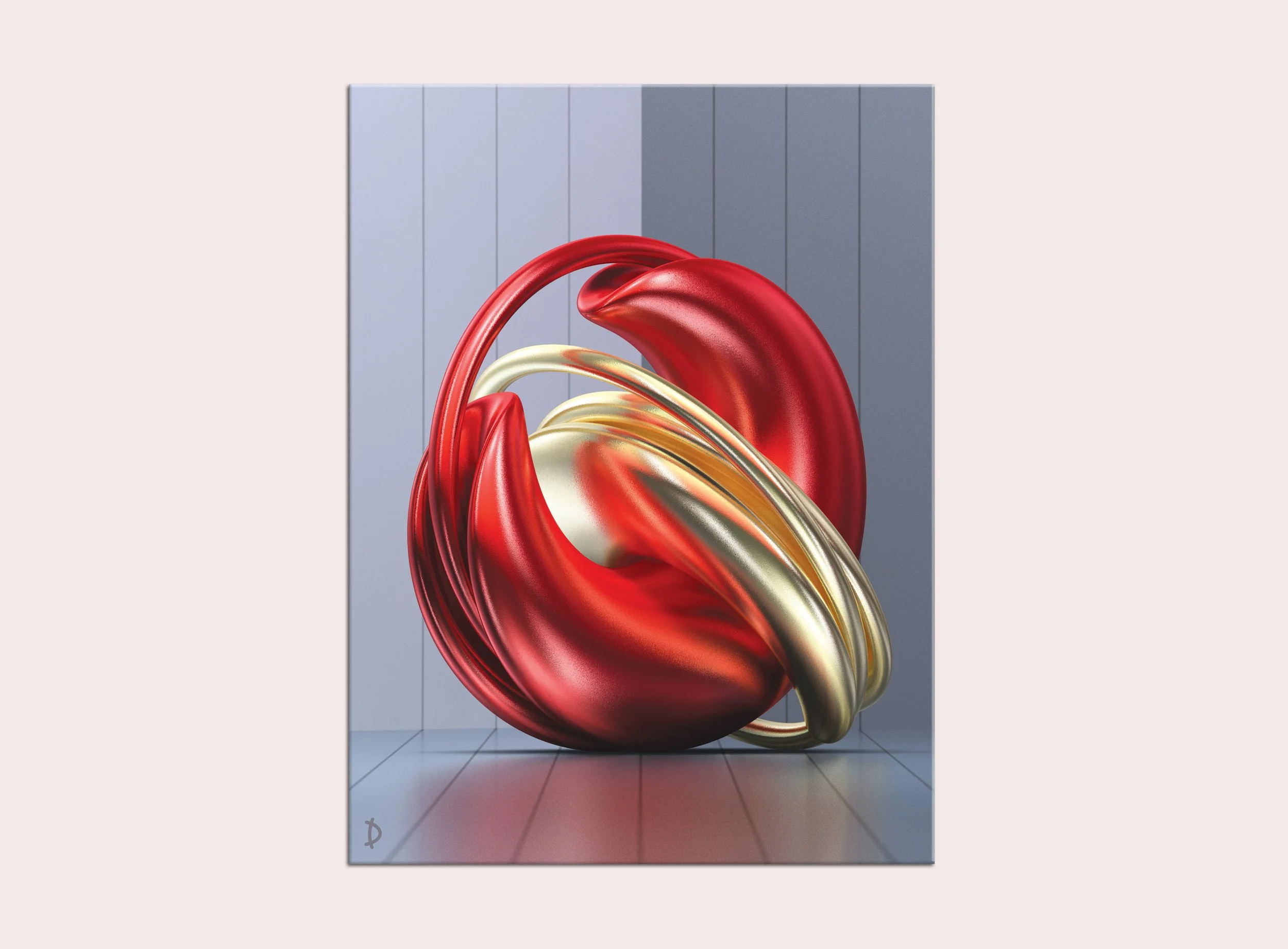 TD101 - ENTWINED - TWO COLOURS - RED & PALE GOLD