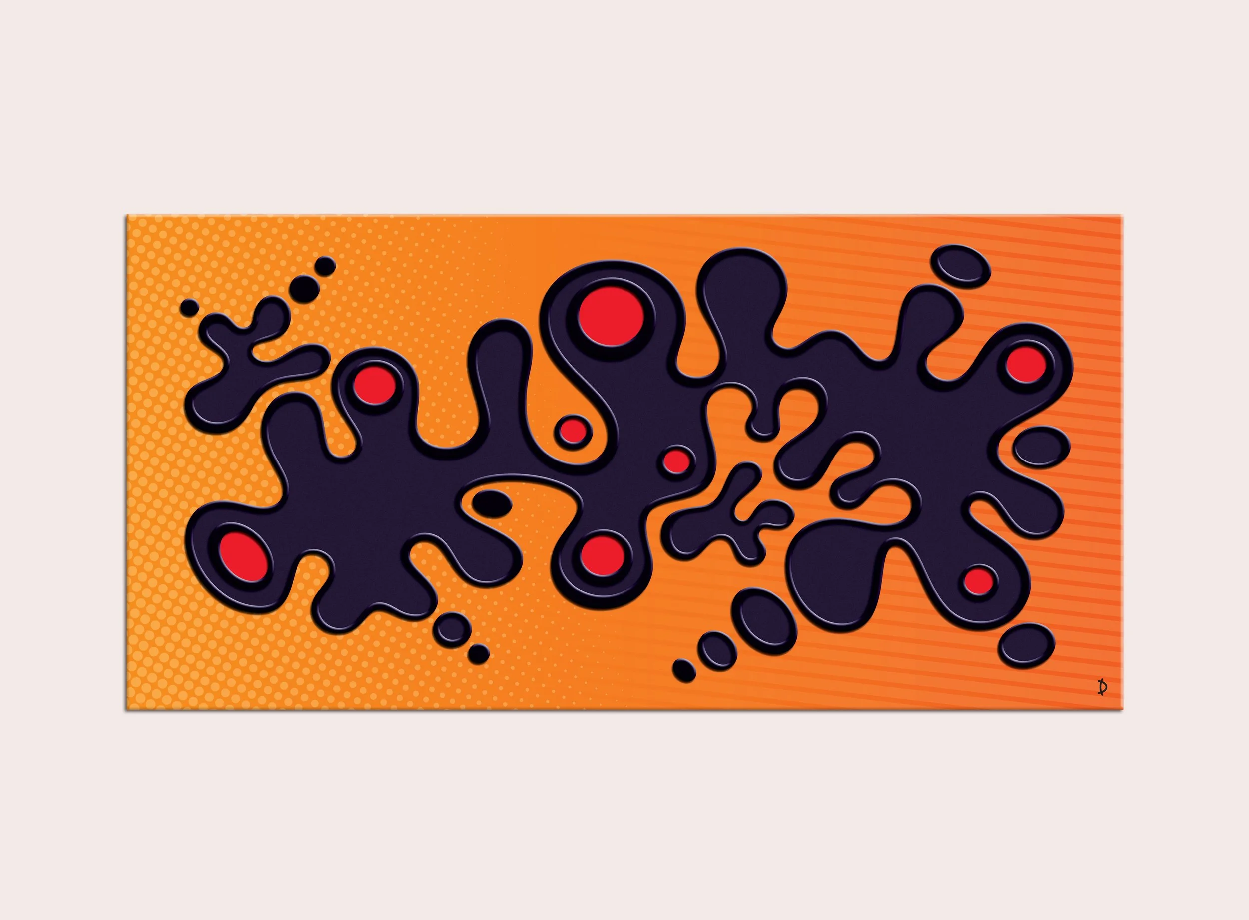 TD139 - RIPPLE NUMBER 2 - V DARK PURPLE ON ORANGE