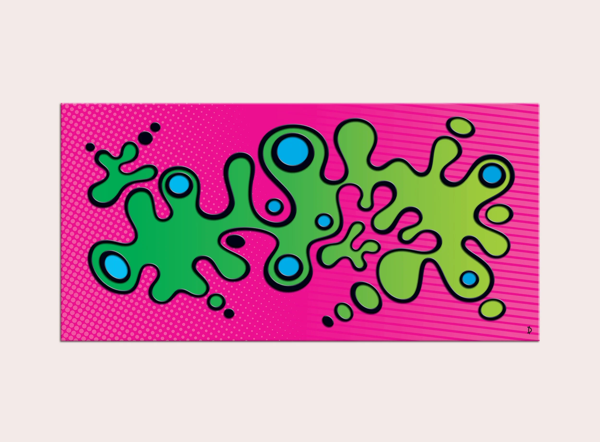 TD135 - RIPPLE NUMBER 2 - GREEN ON PINK