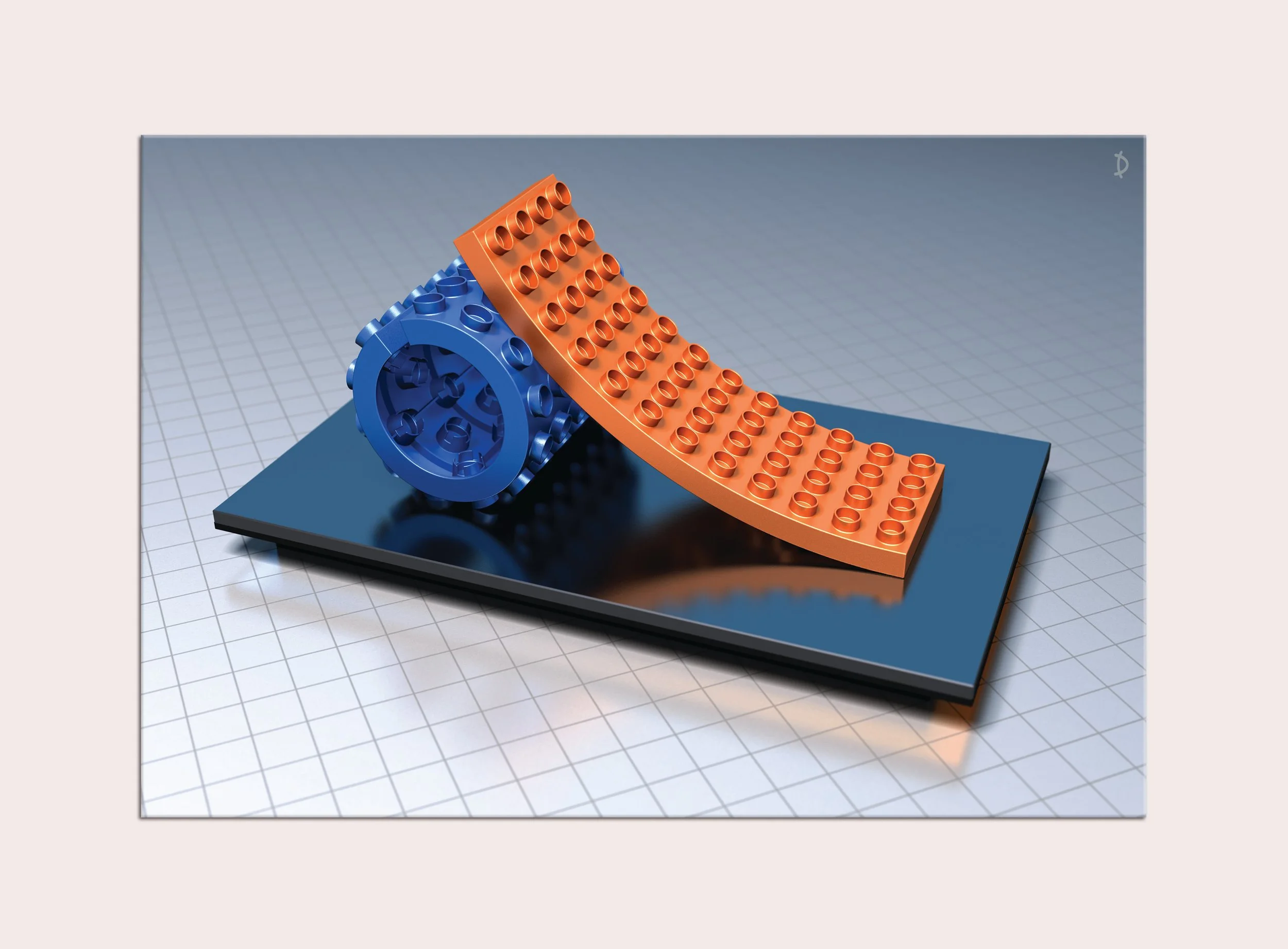 TD050 - SUPPORTED BLOCK ONE IN BLUE AND ORANGE
