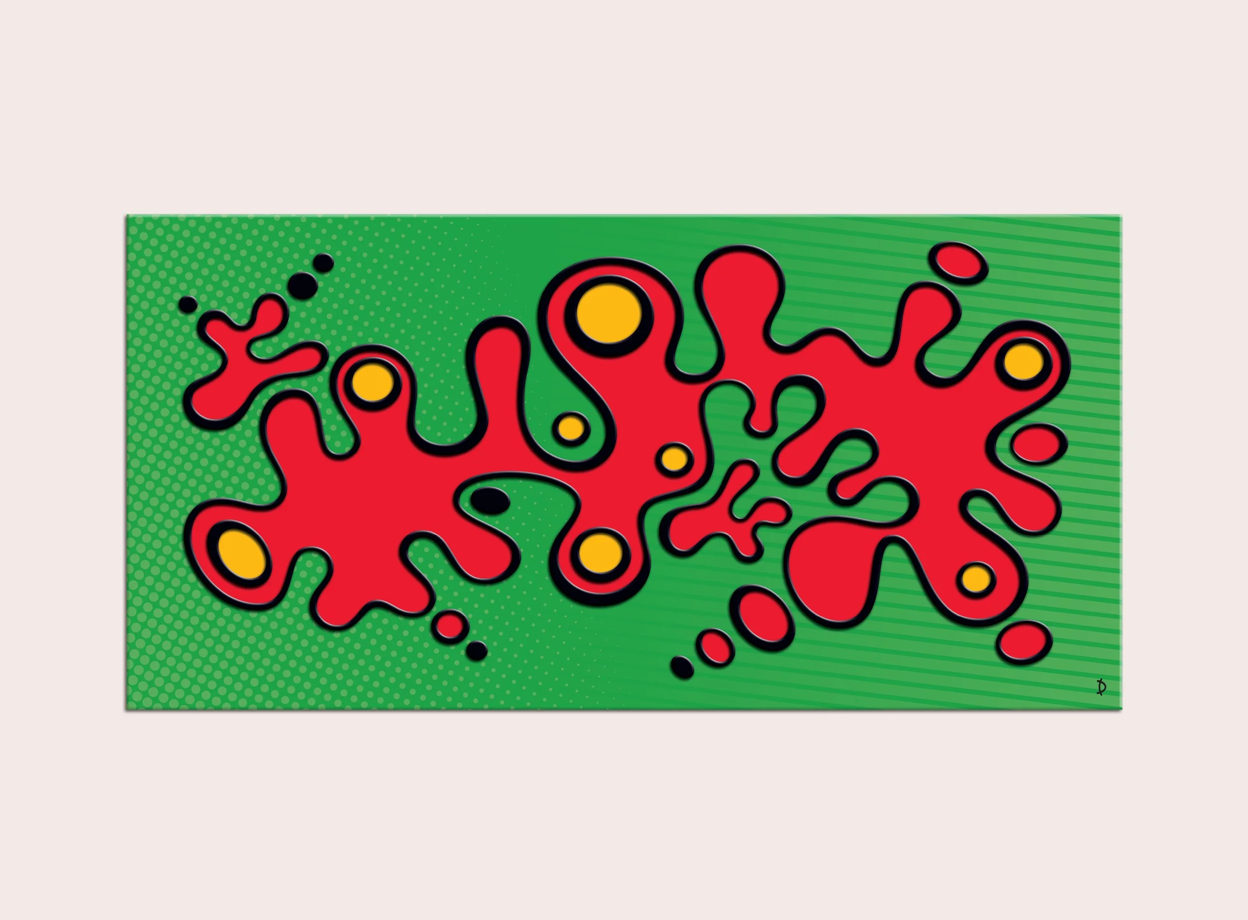 TD138 - RIPPLE NUMBER 2 - RED ON GREEN