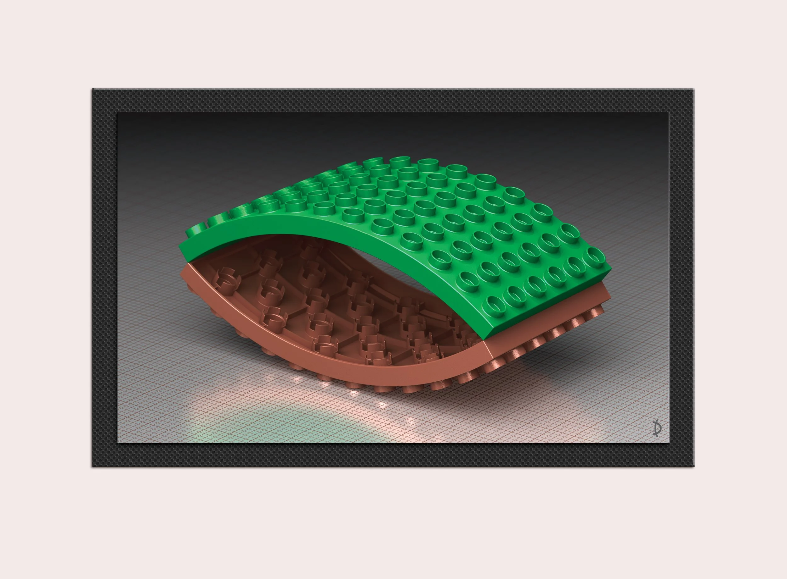 TD195 - BRIDGED BLOCK ONE - GREEN OVER BROWN