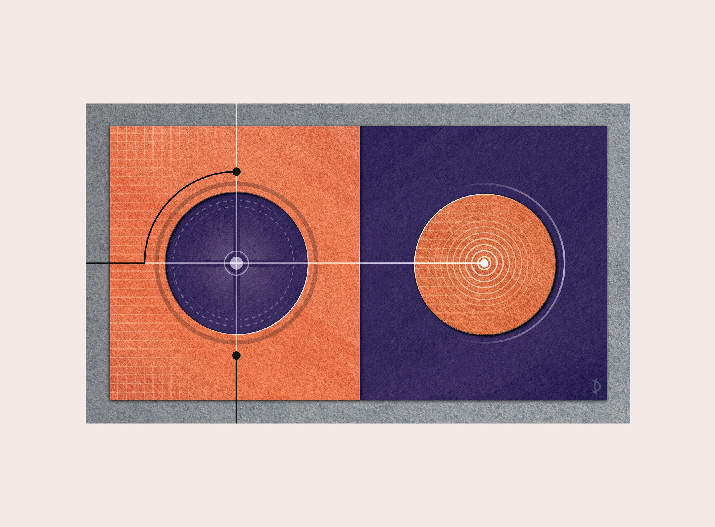TD124 - MOVEMENT ONE - PEACH ON V DARK PURPLE