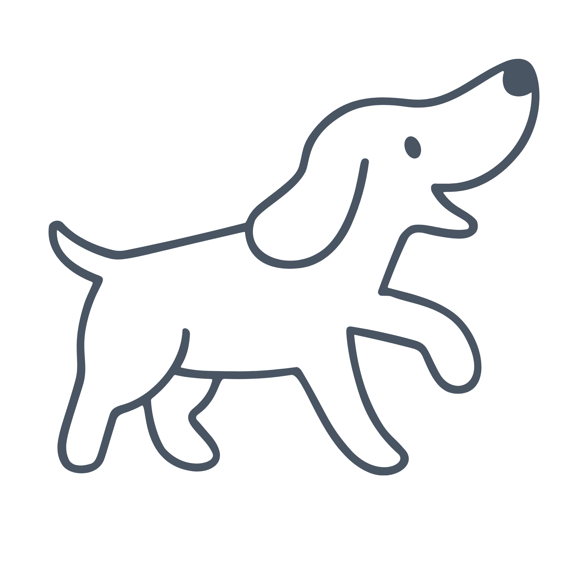 Line drawing of a dog with a smaller, similar outline on its back.