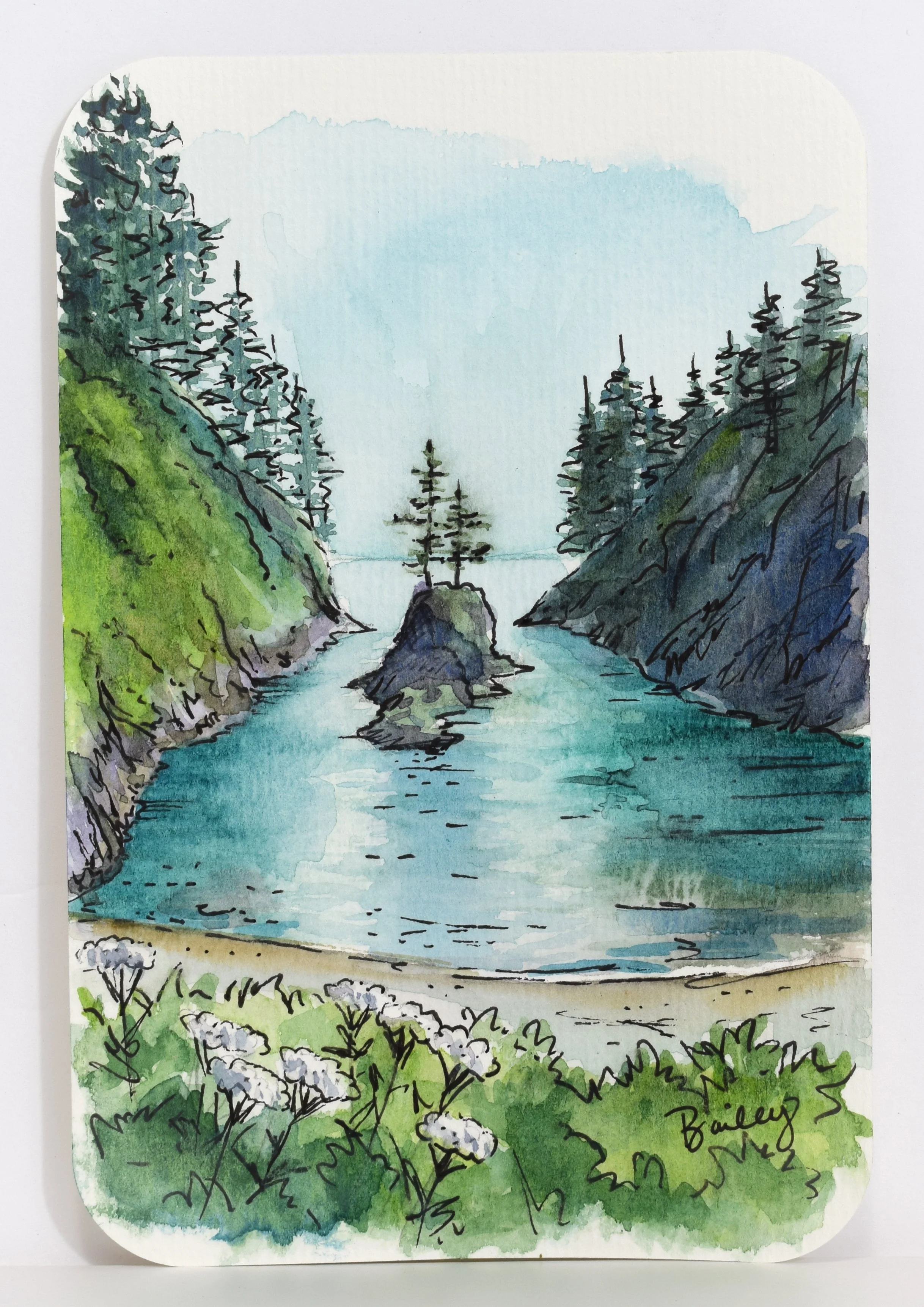 Dead Mans Cove - Washington - 4"x6" Watercolor Postcard - AVAILABLE