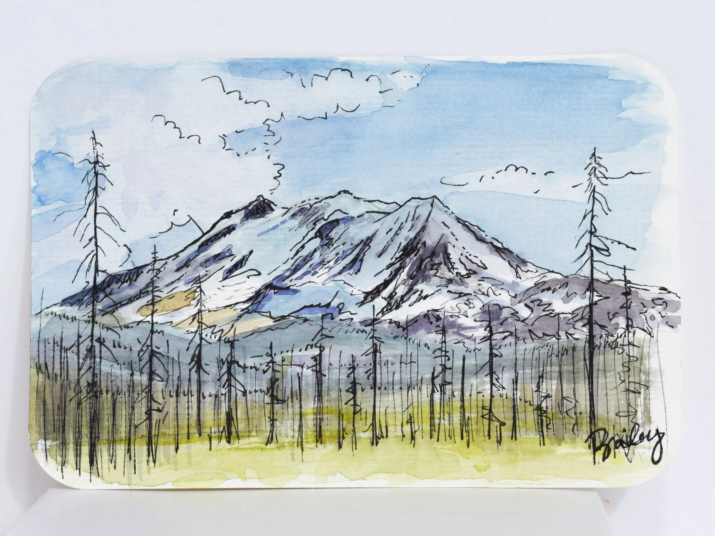 Mount Adams - Washington - 4"x6" Watercolor Postcard - AVAILABLE
