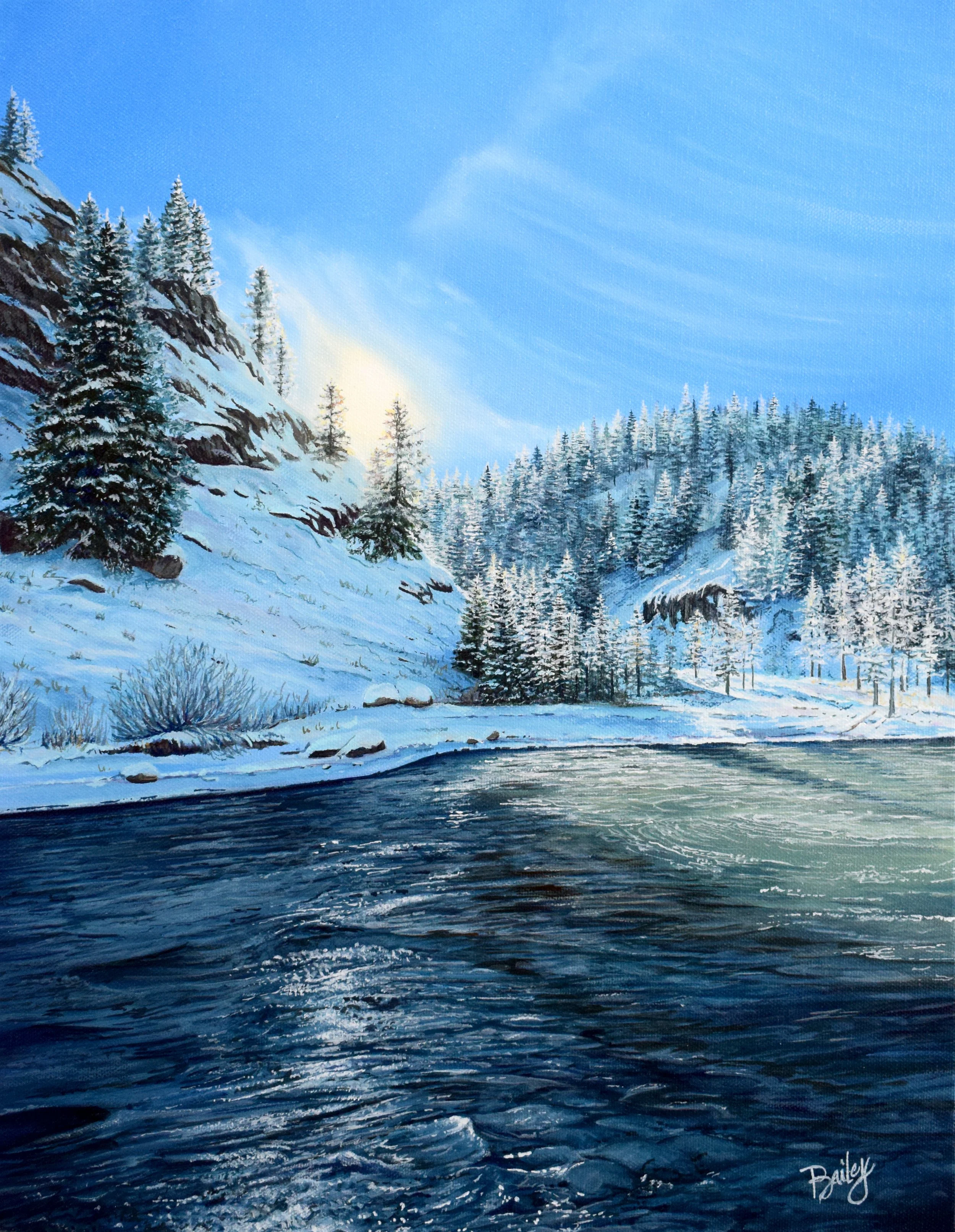 Cold Snap - Salmon River, Idaho - 14"x18" Oil on Canvas - SOLD - Prints Available 