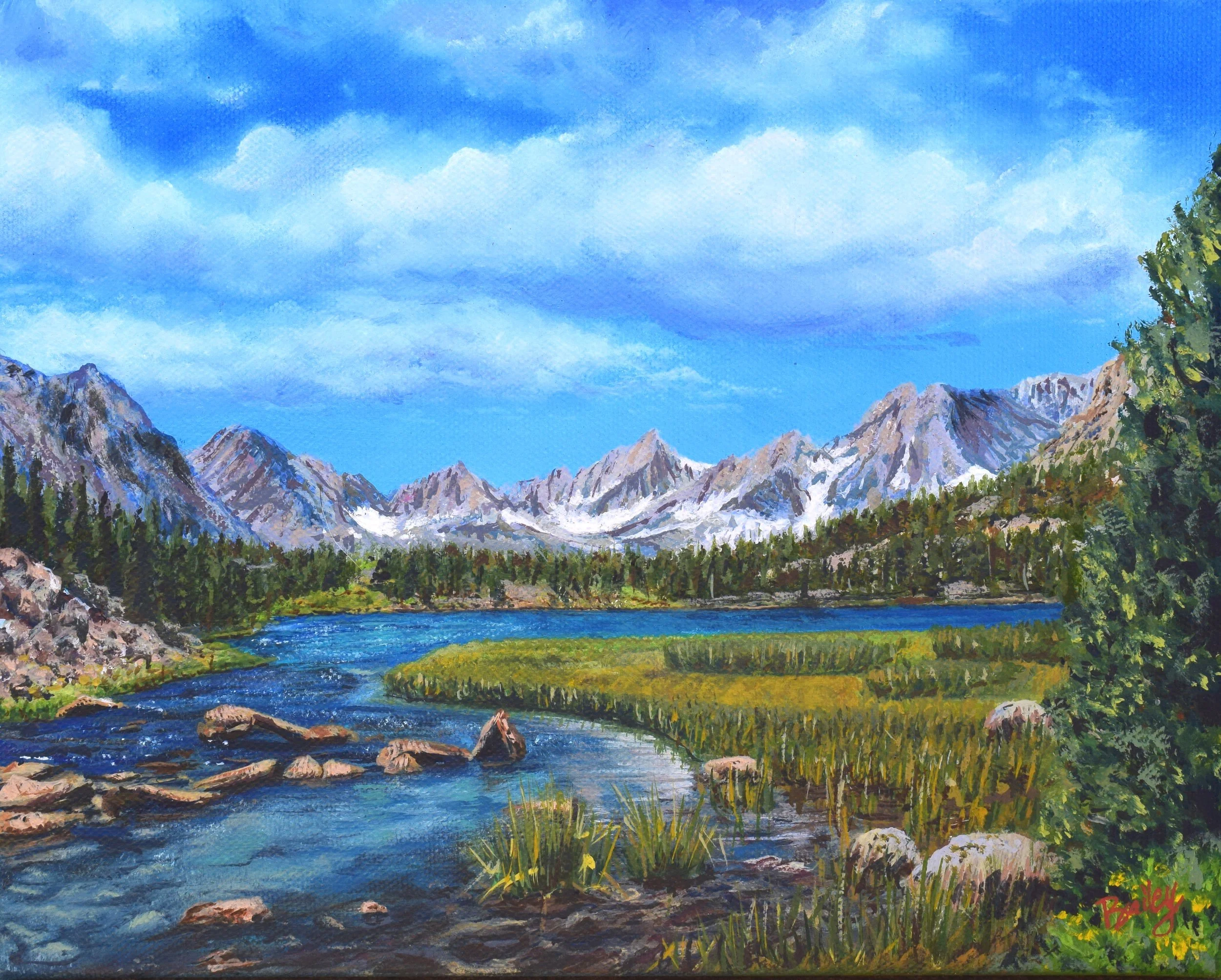 37.455918˚ N, 118.738361˚ W - Rock Creek Lake, California - 8"x10" Oil on Canvas - SOLD