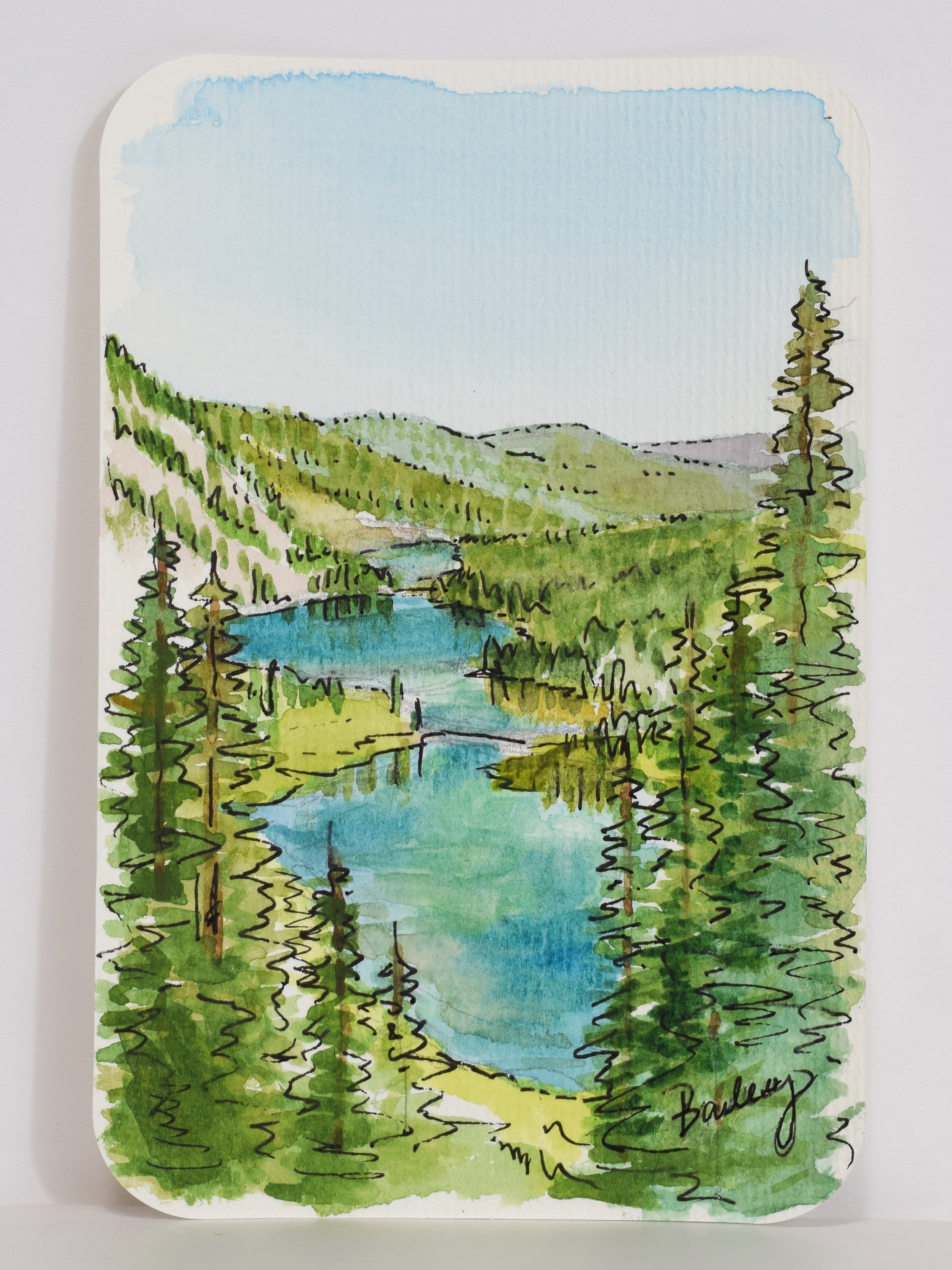 Twin Lakes - Mammoth Lakes, California - 4"x6" Watercolor Postcard - AVAILABLE