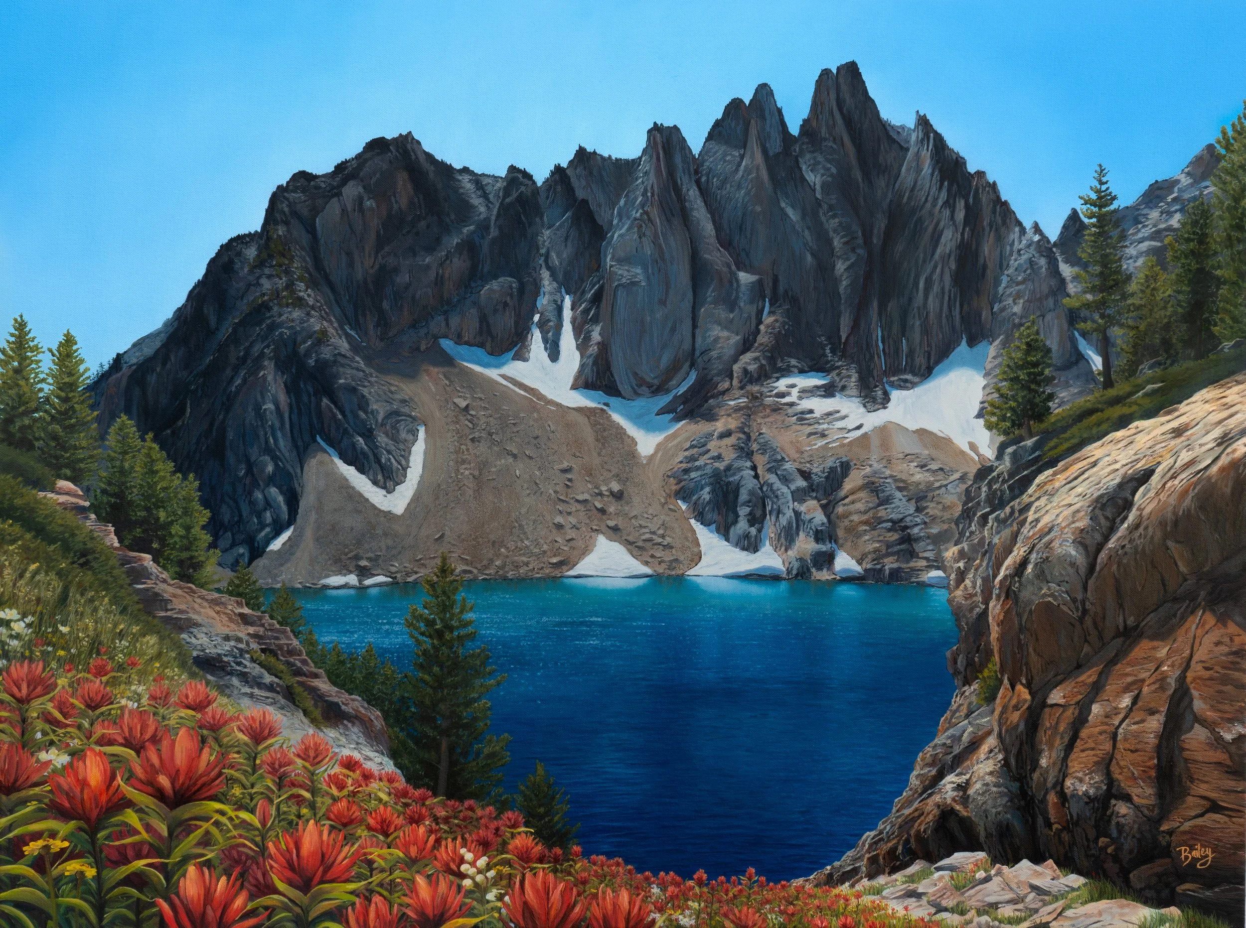 Reaching for the Sun | Sawtooth Mountains, ID | 30"x40" Oil on Canvas | Available Soon