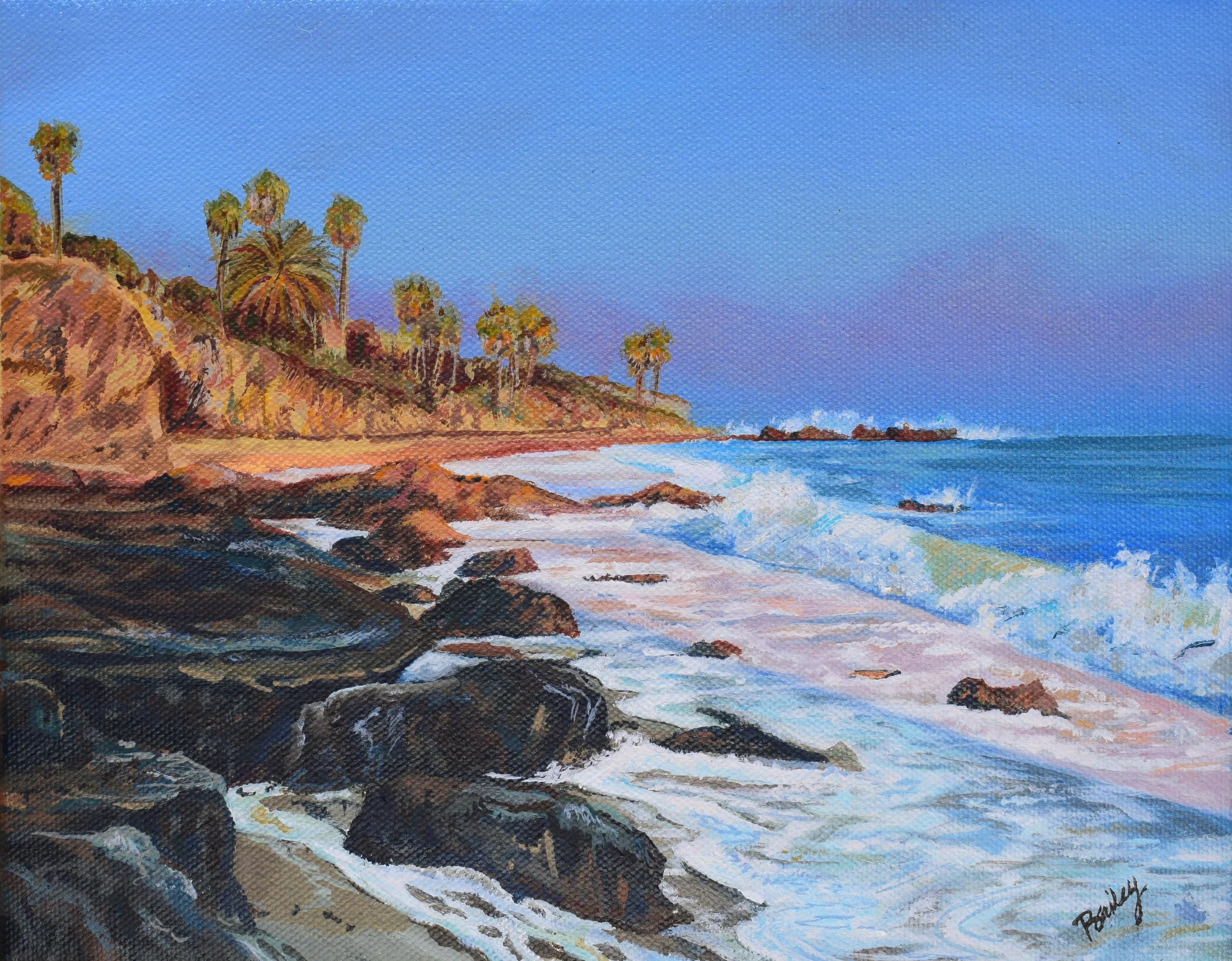 35.544506˚ N, 117.793986˚ W - Divers Cove, Laguna Beach - 8"x10" Oil on Canvas - SOLD