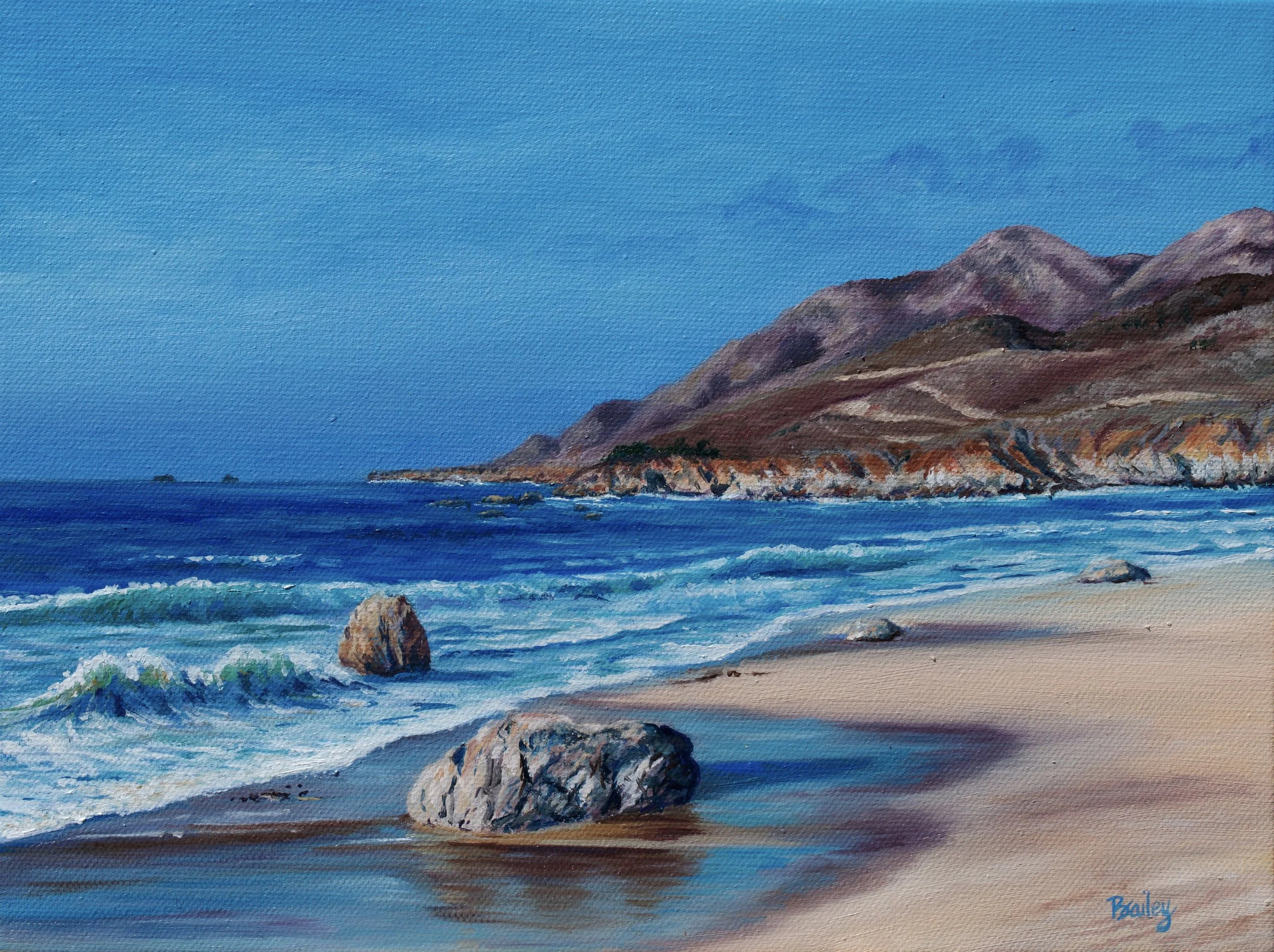 36.466667˚ N, 121.954001˚ W - Garrapata State Beach, California - 9"x12" Oil on Canvas - SOLD