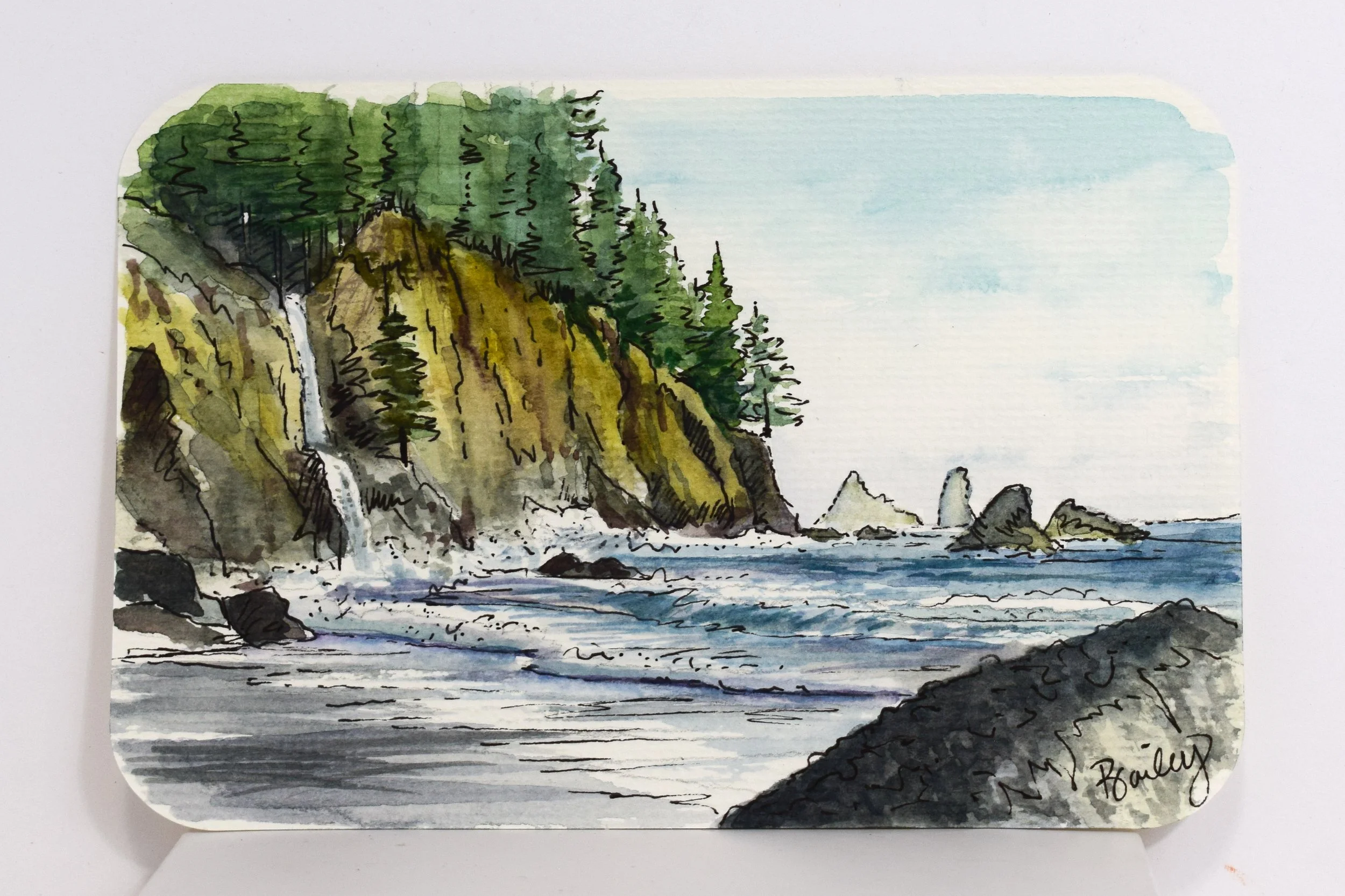 Third Beach - Olympic National Park - 4"x6" Watercolor Postcard - SOLD