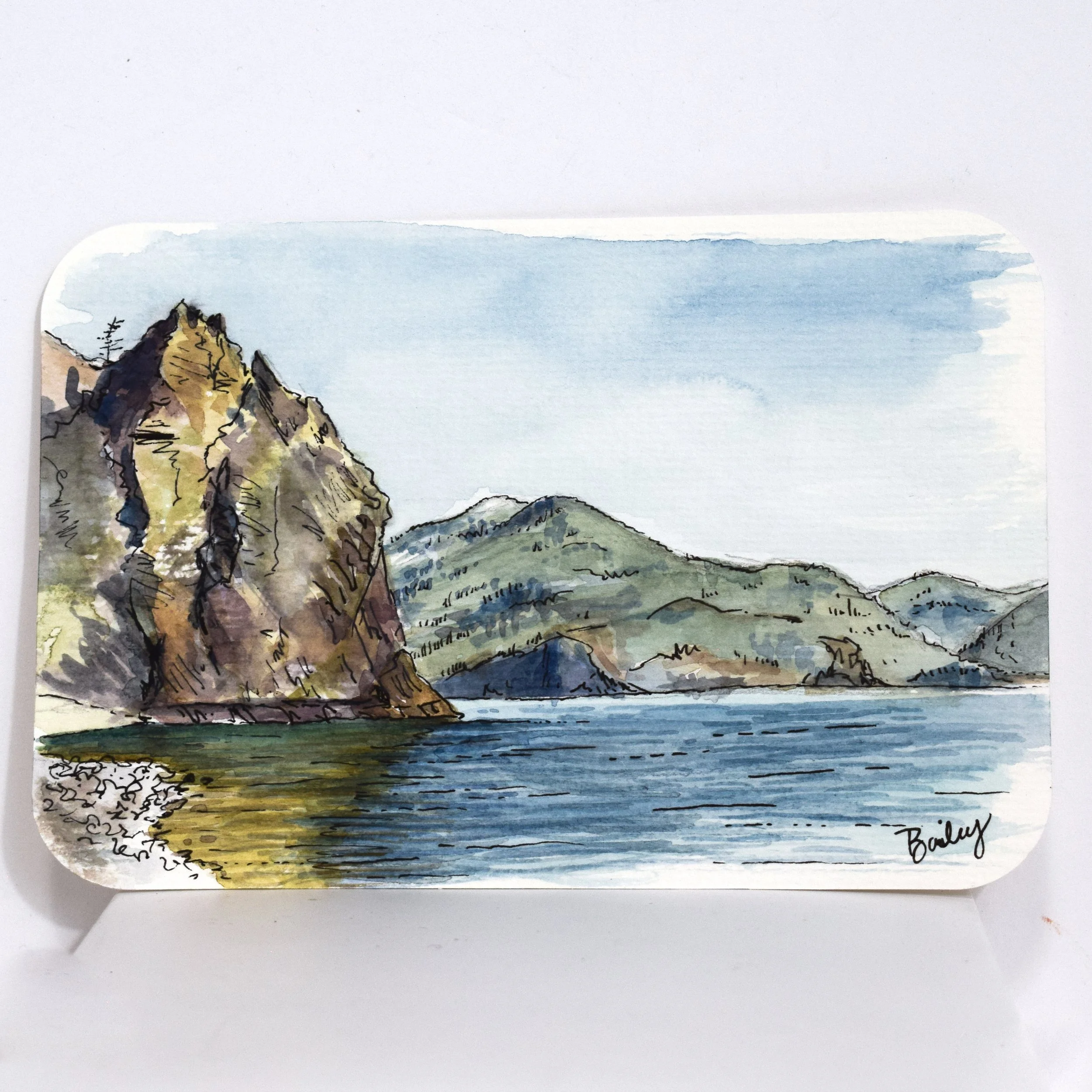 Maiden Rock Watercolor Postcard