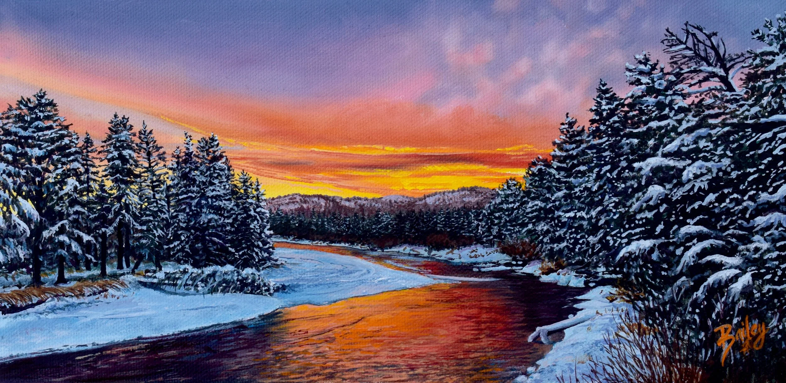 44.699068˚ N, 116.051936˚ W - Gold Fork River, Idaho - 6"x12" Oil on Canvas - SOLD - Prints Available 