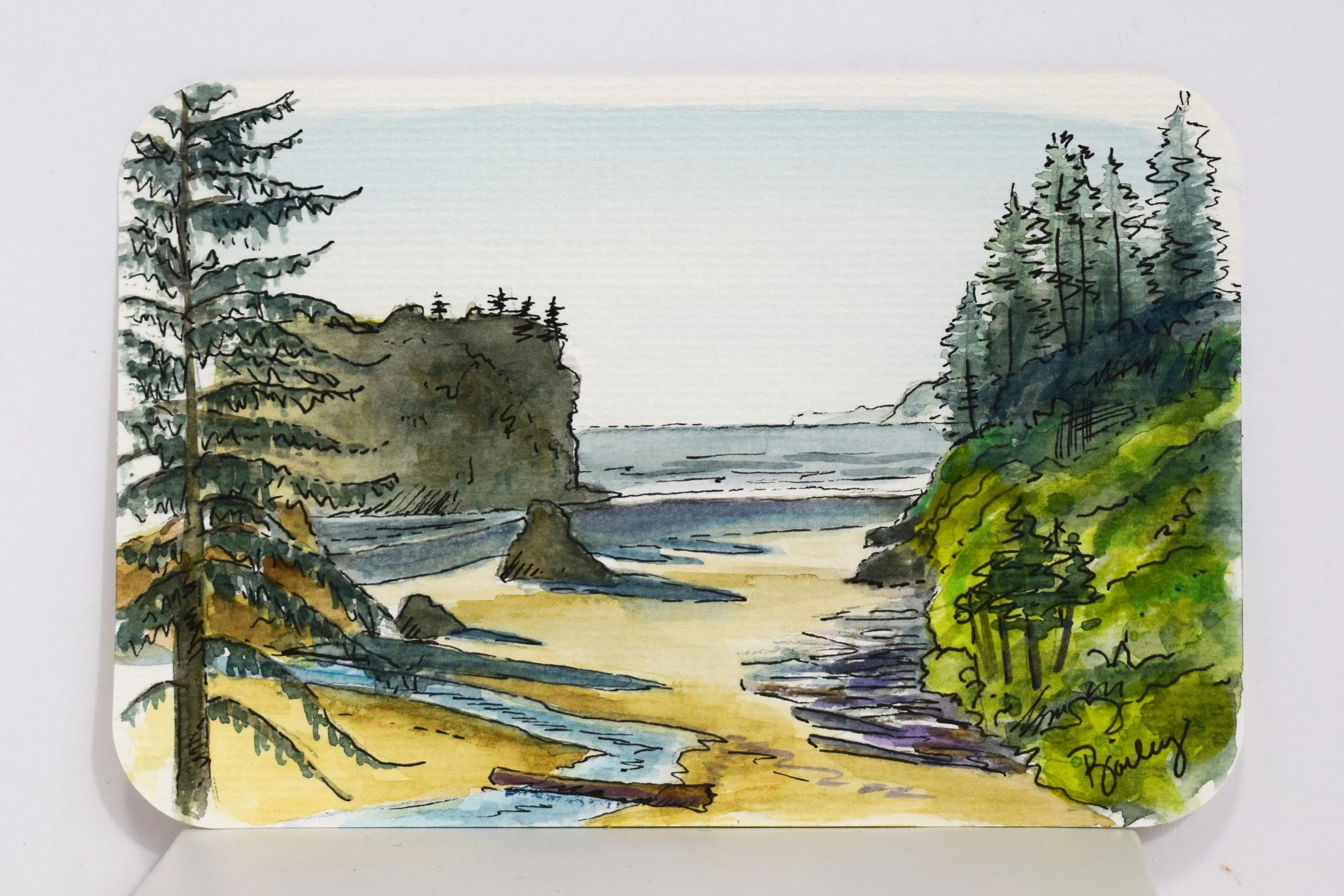 Ruby Beach - Olympic National Park - 4"x6" Watercolor Postcard - AVAILABLE