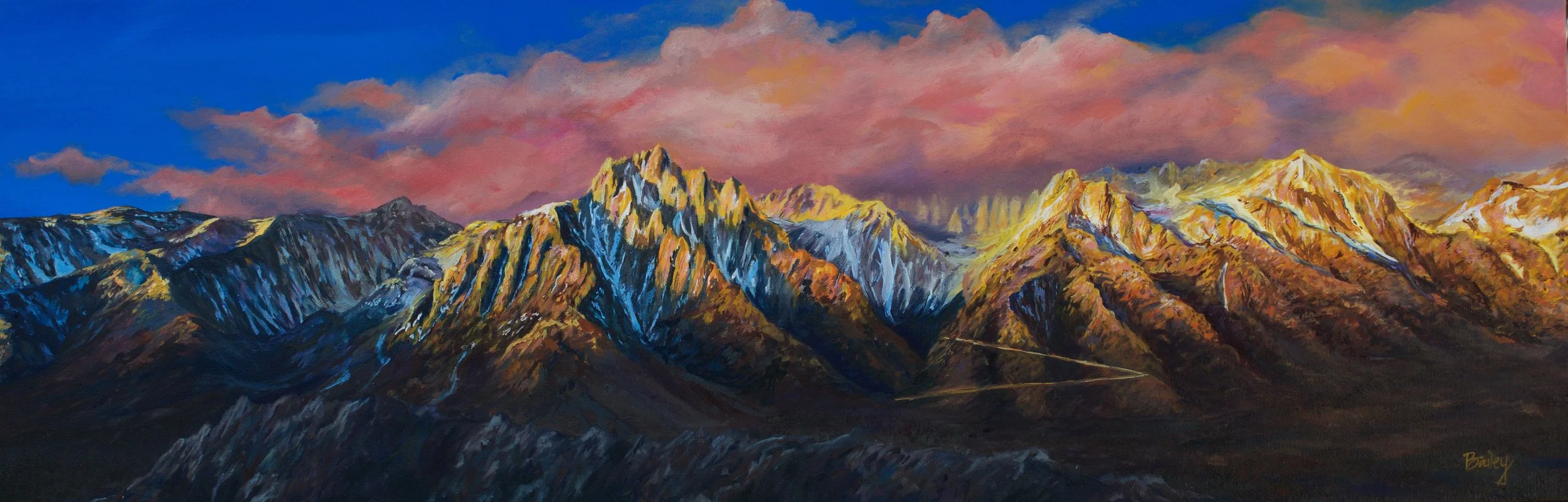 36.604785˚ N, 118.102199˚ W - Eastern Sierra - 12"x36" Oil on Canvas - SOLD